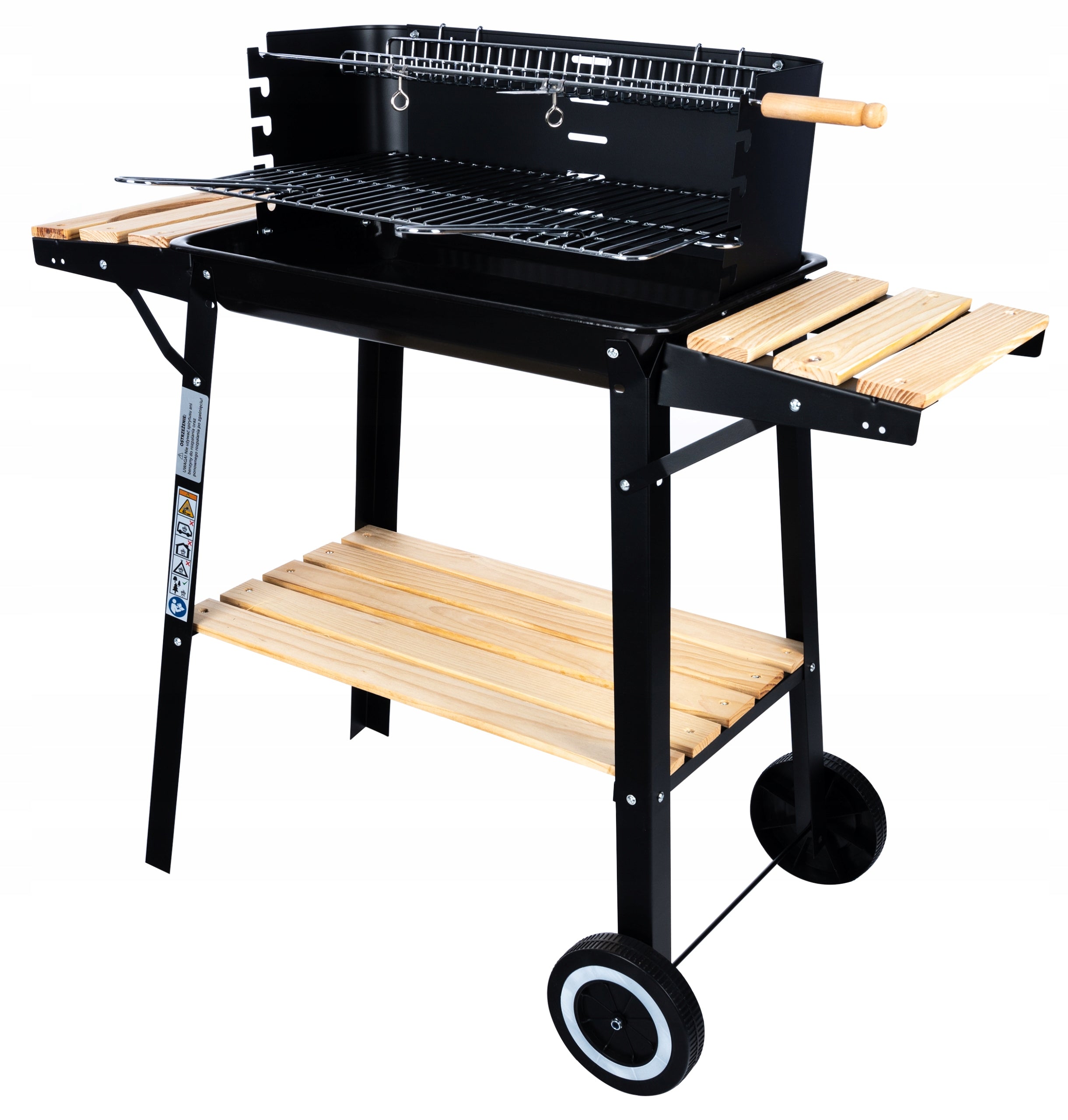 GARDEN CHARCOAL GRILL ON WHEELS SPIT 3xSHELVES FOR BRIQUETTE BBQ LARGE GRILL Packaging status original