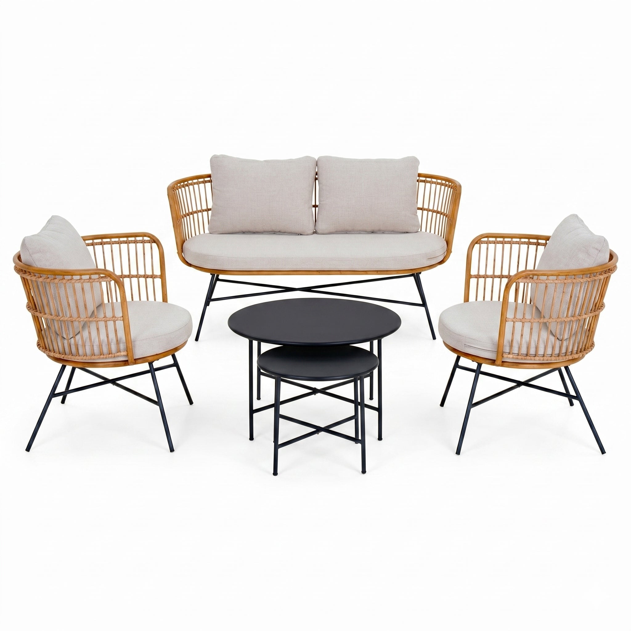 GARDEN COFFEE SET SOFA 2 ARMCHAIRS TABLES lounge furniture BEIGE Color beige