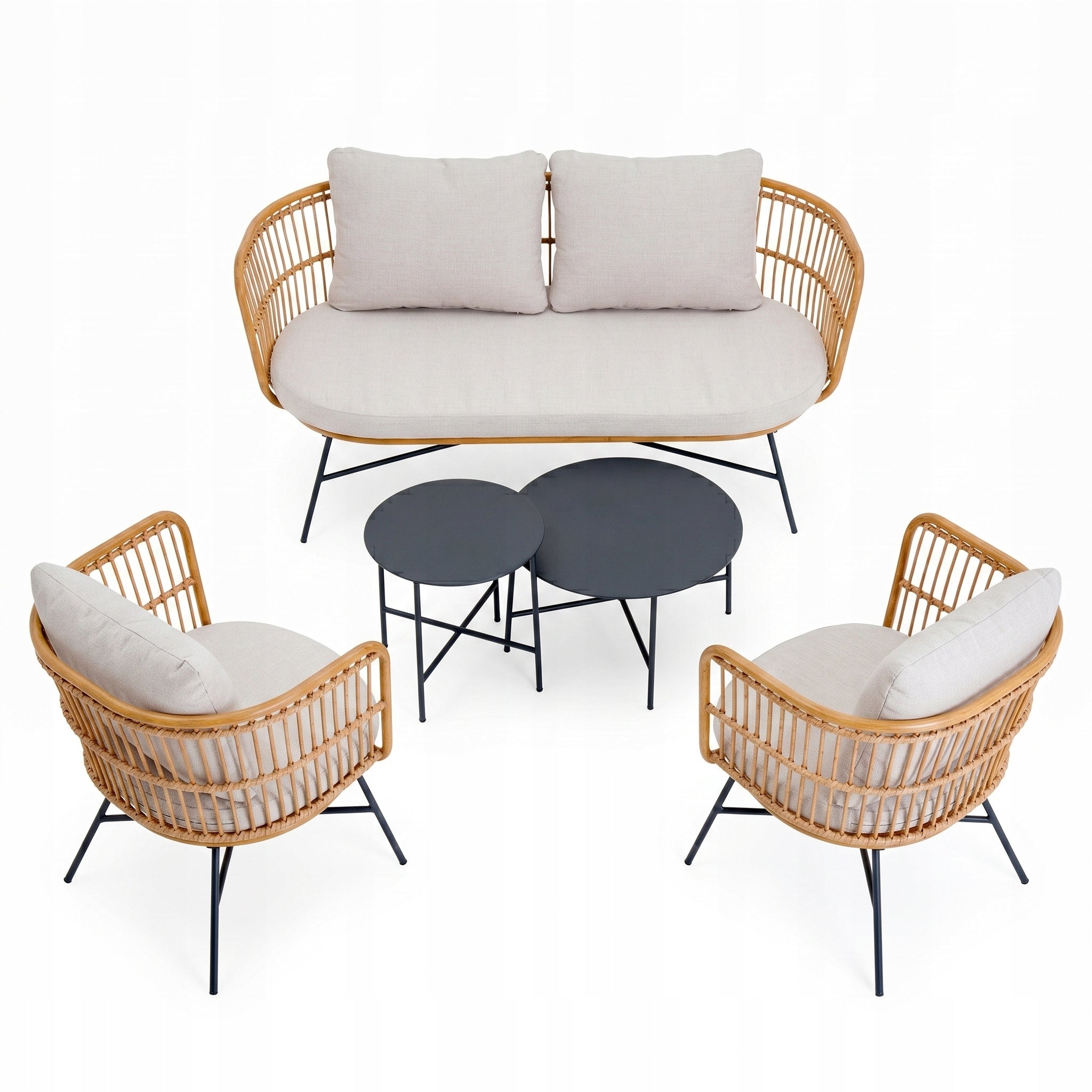 GARDEN COFFEE SET SOFA 2 ARMCHAIRS TABLES lounge furniture BEIGE Number of items in the set 5