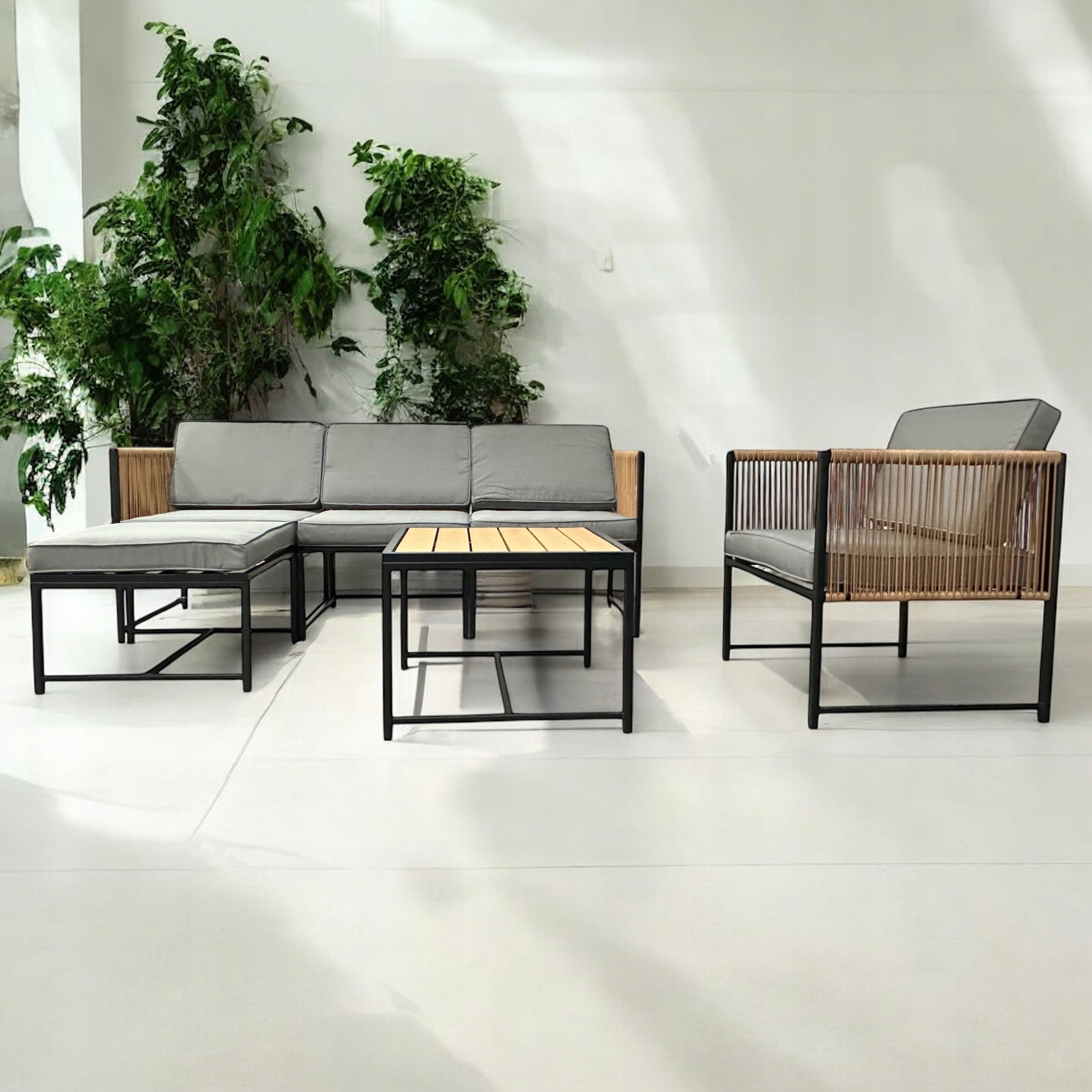 GARDEN CORNER DOUBLE-SIDED XL-NM-31 GARDEN FURNITURE SET BROWN LIGHT Main material synthetic rattan