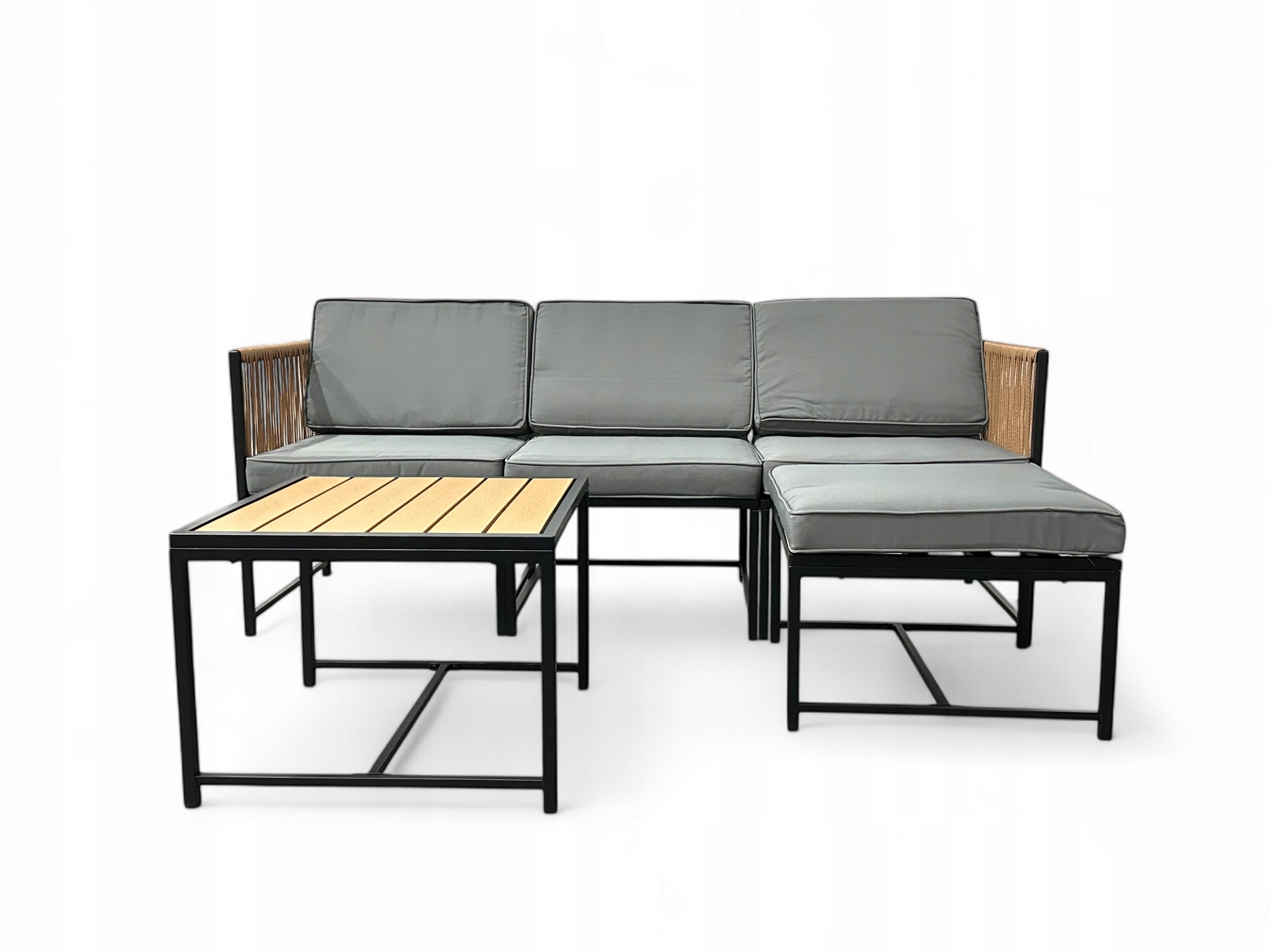 GARDEN CORNER DOUBLE-SIDED XL-NM-31 GARDEN FURNITURE SET BROWN LIGHT Set contents armchair corner sofa end table