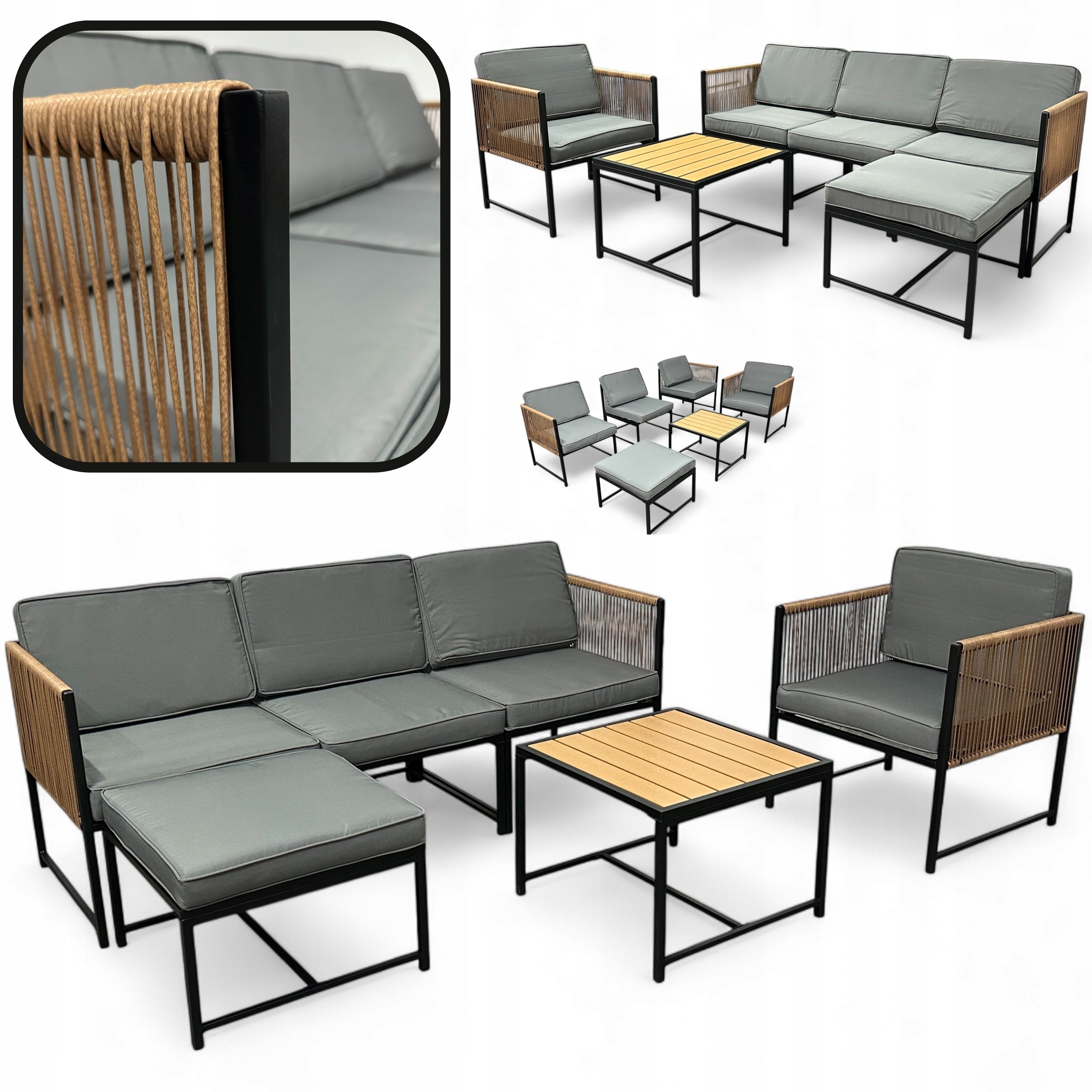 GARDEN CORNER DOUBLE-SIDED XL-NM-31 GARDEN FURNITURE SET BROWN LIGHT