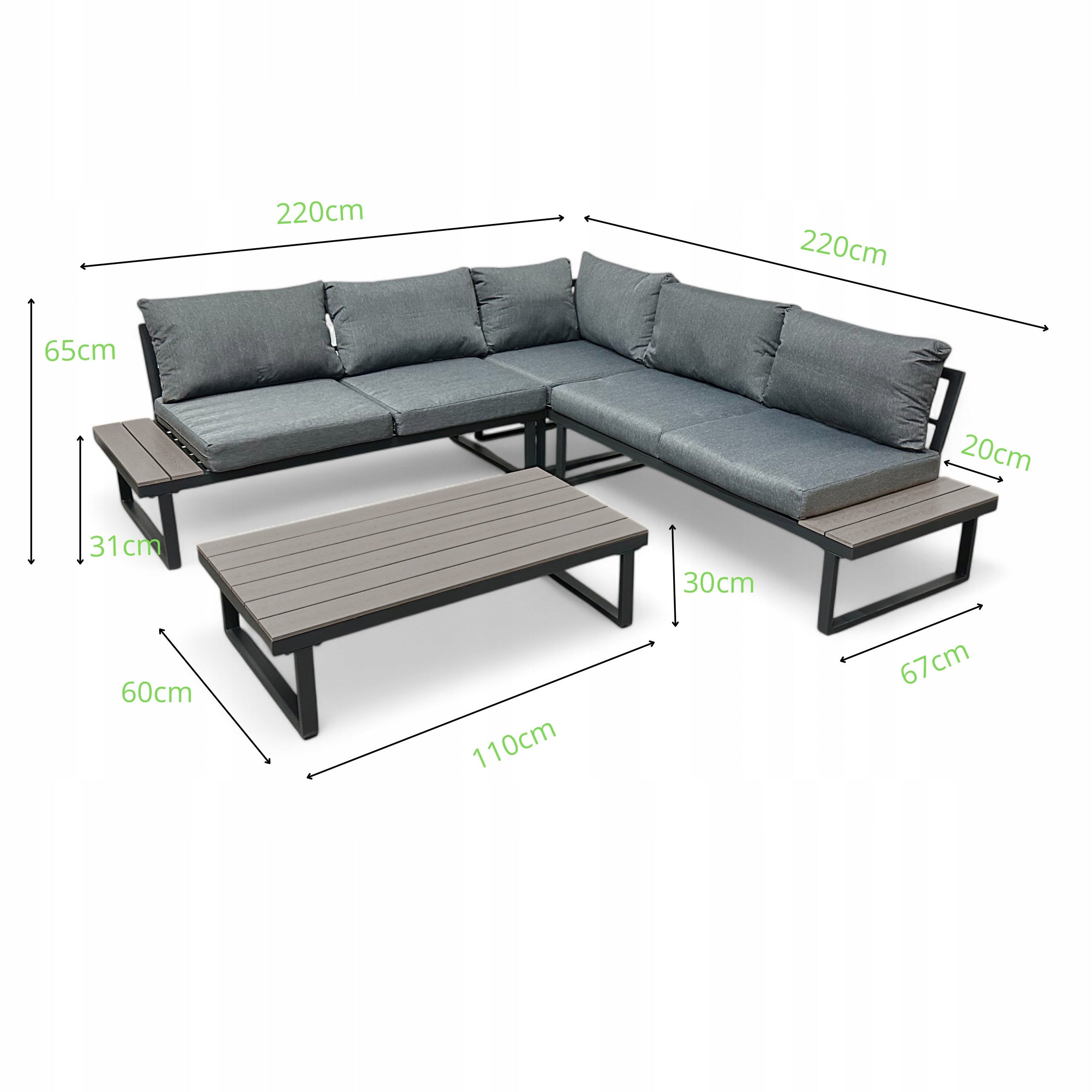 GARDEN CORNER XXL NM-28 GARDEN FURNITURE SET GREY Color gray
