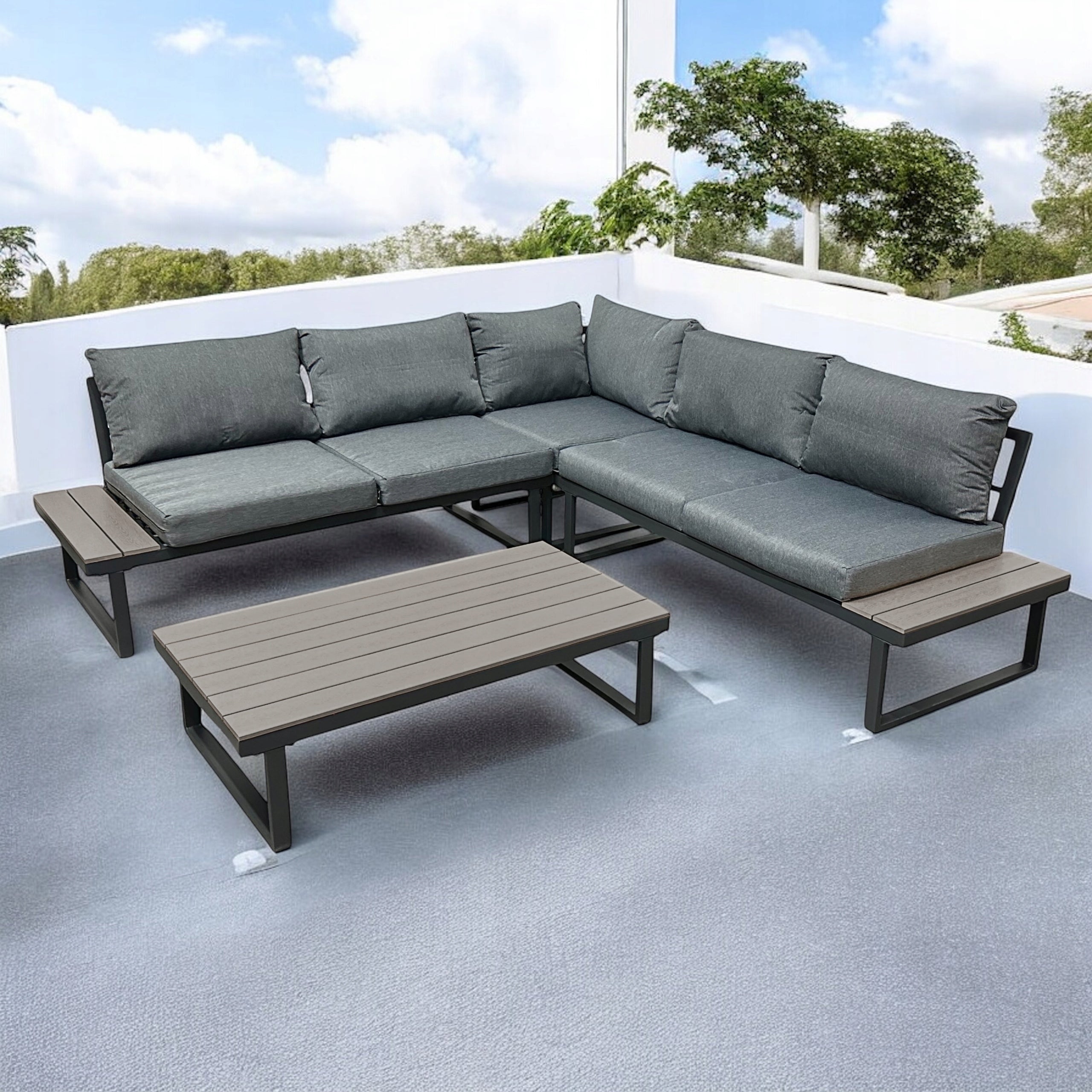 GARDEN CORNER XXL NM-28 GARDEN FURNITURE SET GREY Packaging status original
