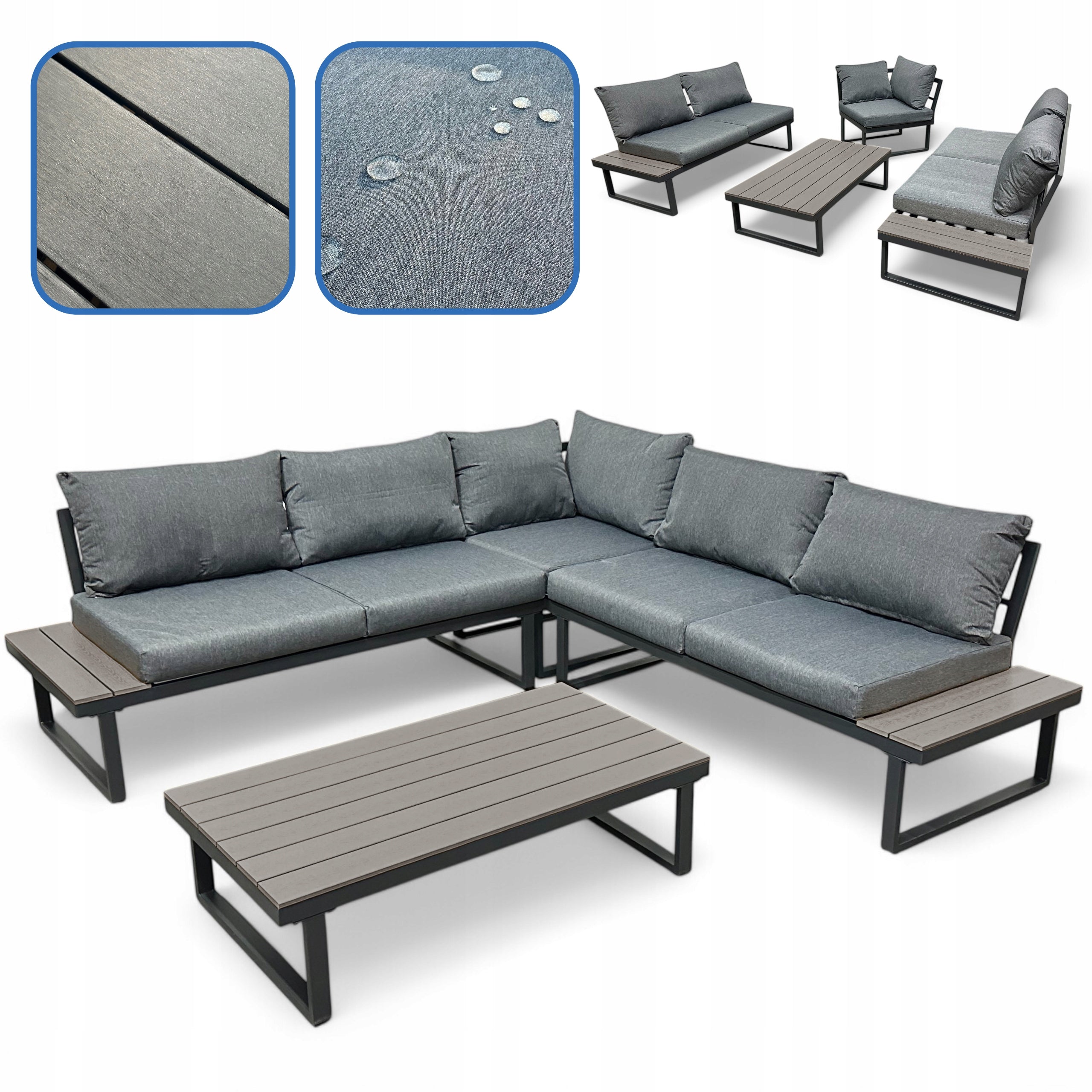 GARDEN CORNER XXL NM-28 GARDEN FURNITURE SET GREY