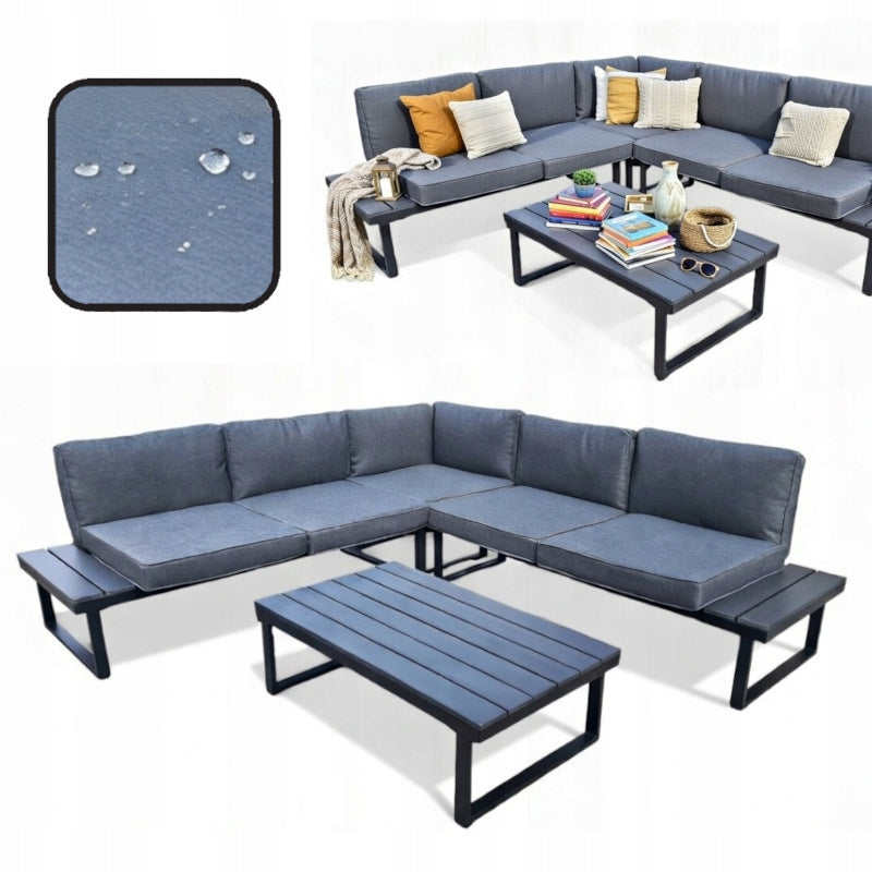 GARDEN CORNER with table XL SEATING SET ANTHRACITE TABLE SET