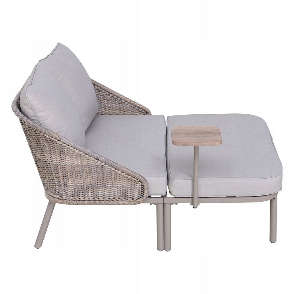 GARDEN COUCH GREY SOFA BED SUNWAY WITH POLYRATTAN TABLE Color gray