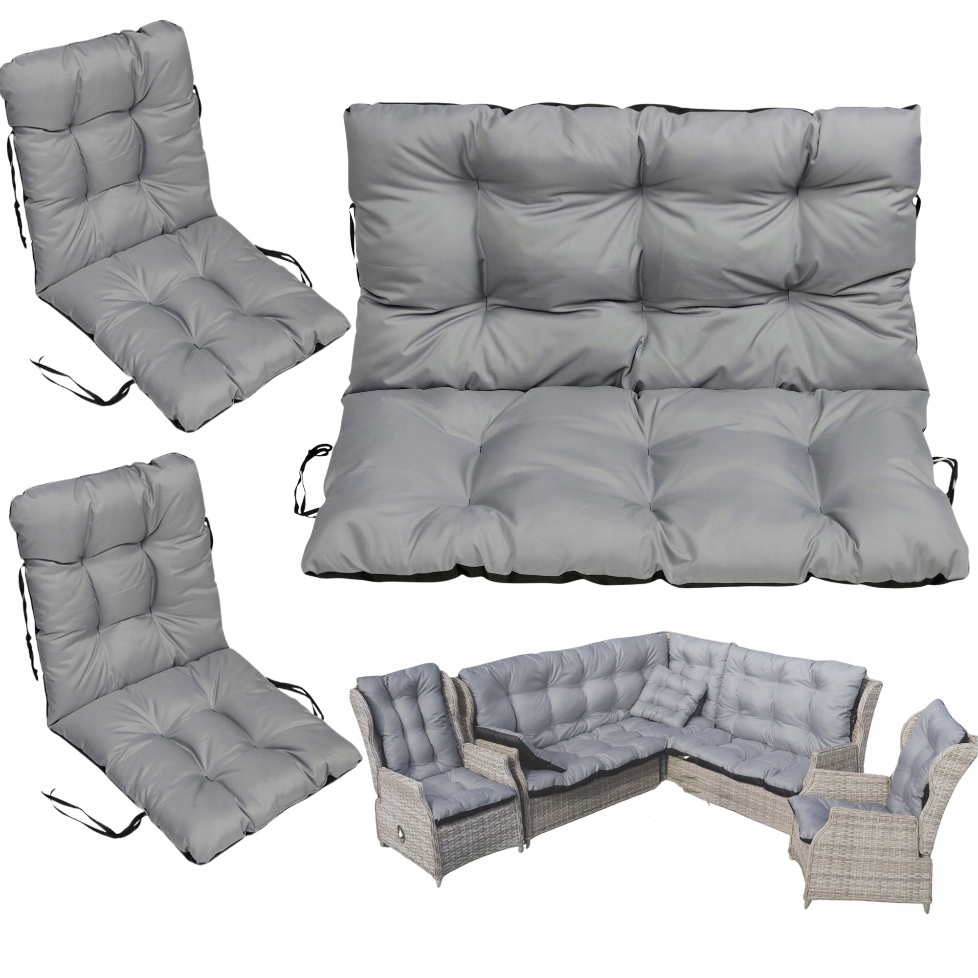 GARDEN CUSHIONS FOR FURNITURE SET rattan 2 garden chairs bench 100cm