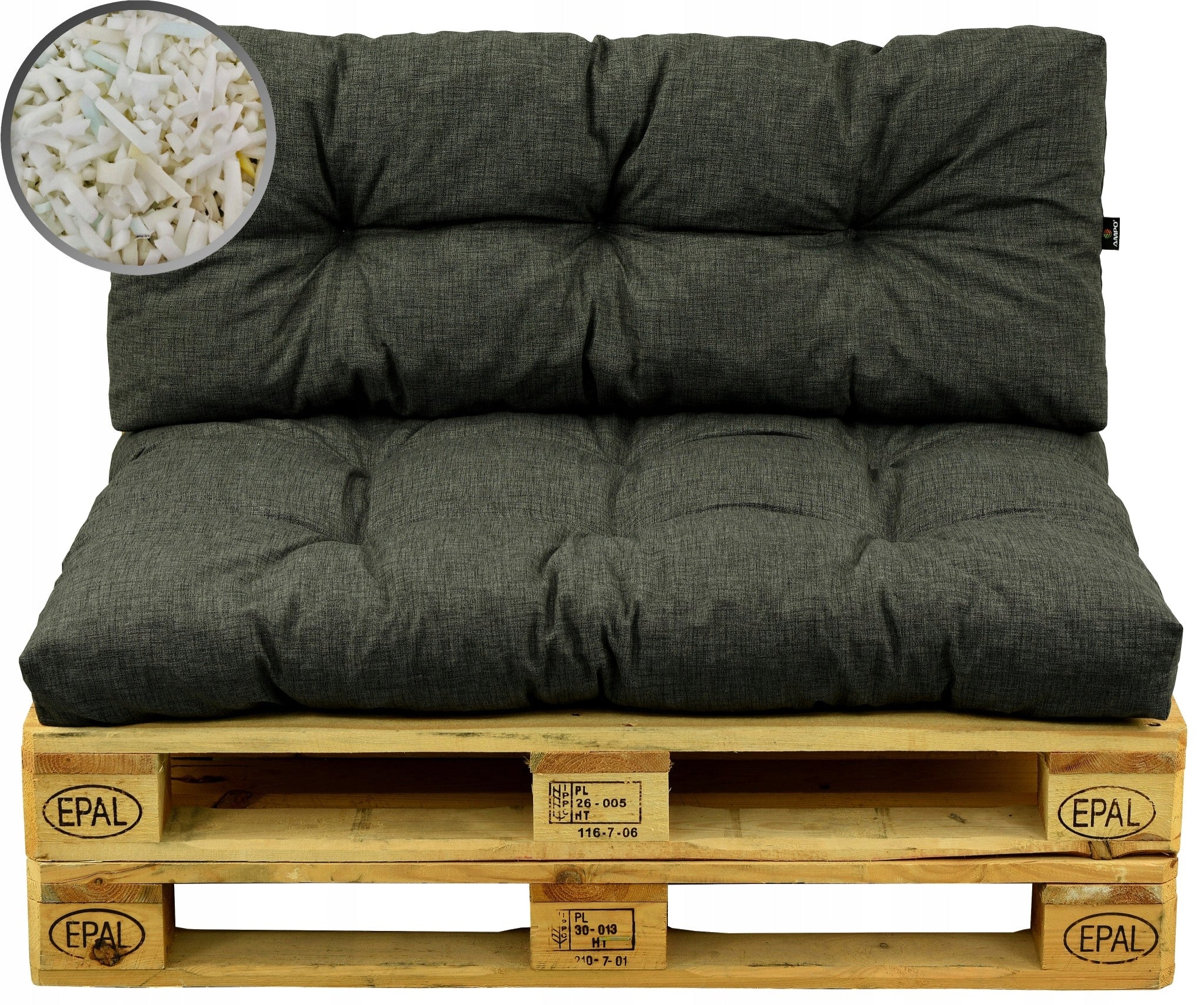 GARDEN CUSHIONS FOR PALLET FURNITURE - SET OF 2 PCS 120×80 CM ANTHRACITE AMPO