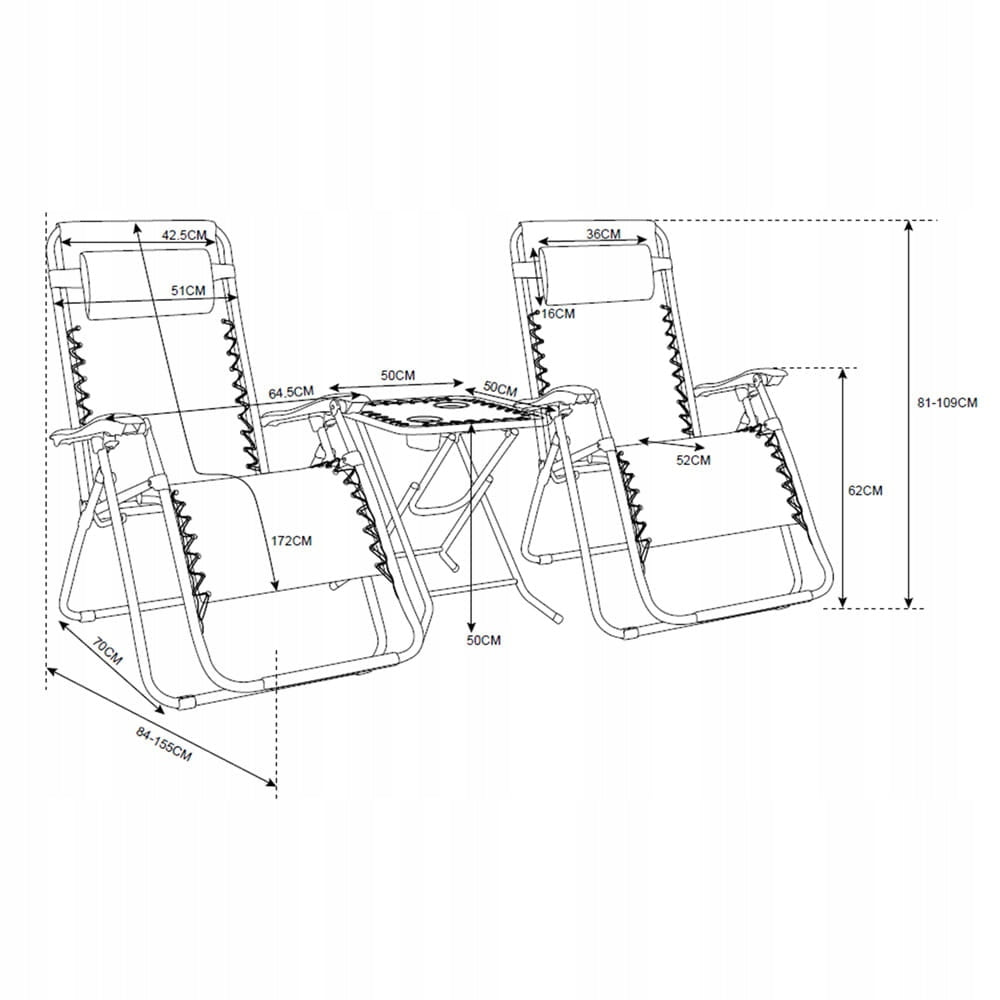GARDEN DECK CHAIRS DELUX SET GREEN WITH BLACK FRAME 2 DECK CHAIRS WITH TABLE Brand Mirpol