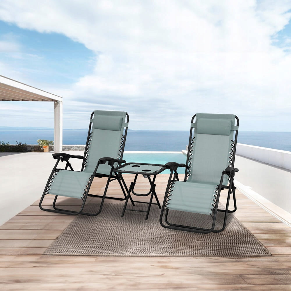 GARDEN DECK CHAIRS DELUX SET GREEN WITH BLACK FRAME 2 DECK CHAIRS WITH TABLE Manufacturer code DELUX 2+1 ZC