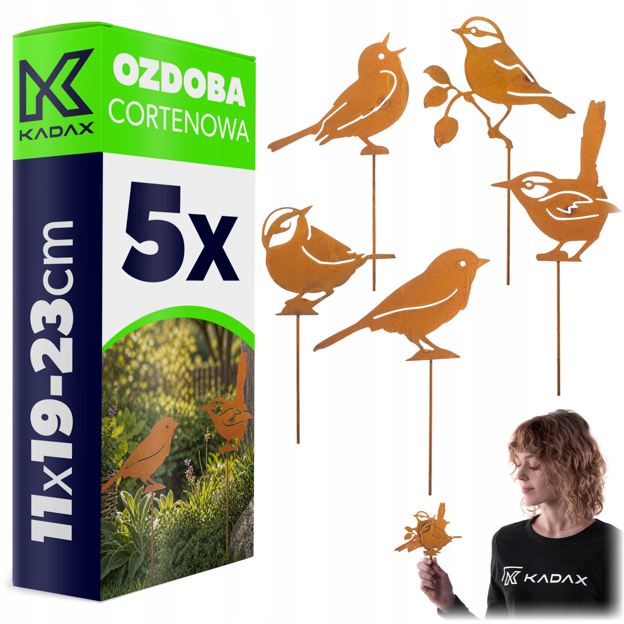 GARDEN DECORATION BIRDS CORTEN 23cm STEEL DECORATION FOR GARDEN RUST KORTEN