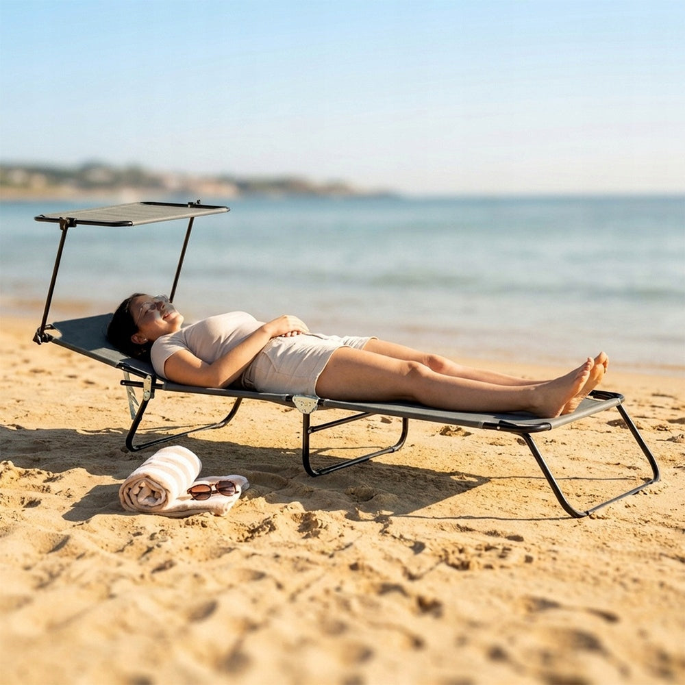 GARDEN Deckchair Beach Pool Folding Adjustable Couch Bed Canopy Kind sunbed
