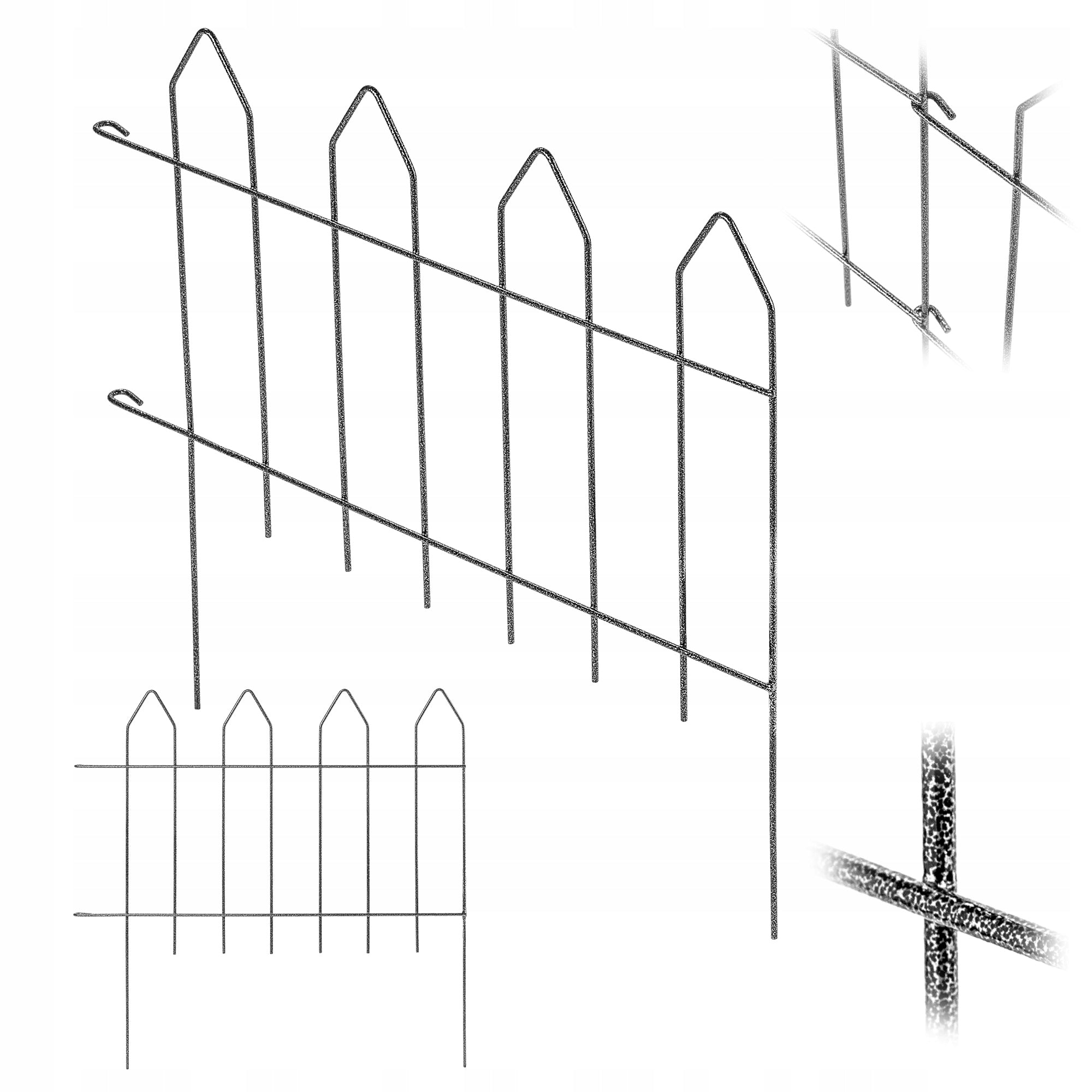 GARDEN FENCE METAL PALISADE EDGING WELDED FENCE 50cm HIGH