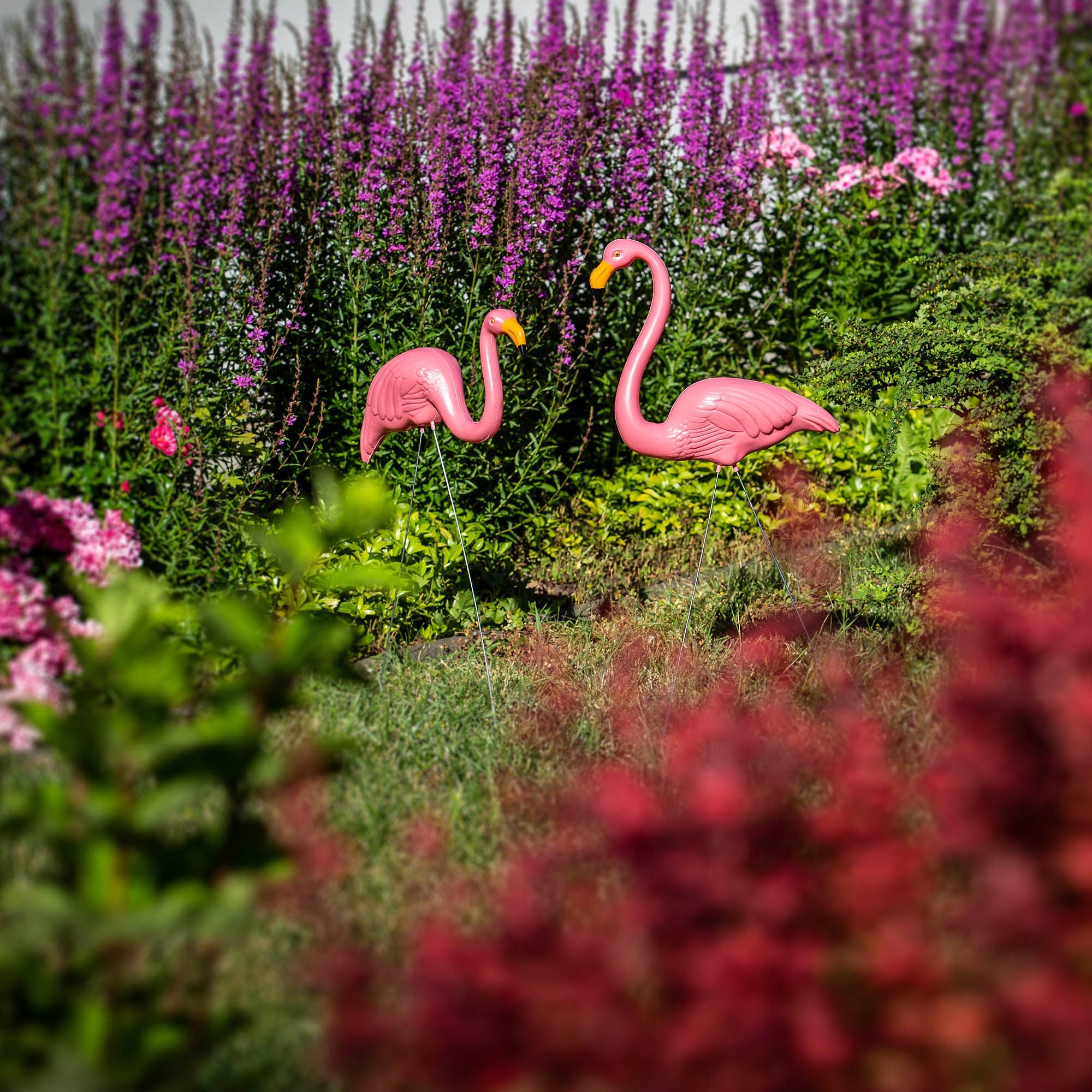 GARDEN FIGURE FIGURINE DECORATION FOR GARDEN FLAMINGO FIGURES 2 PIECES Packaging status original