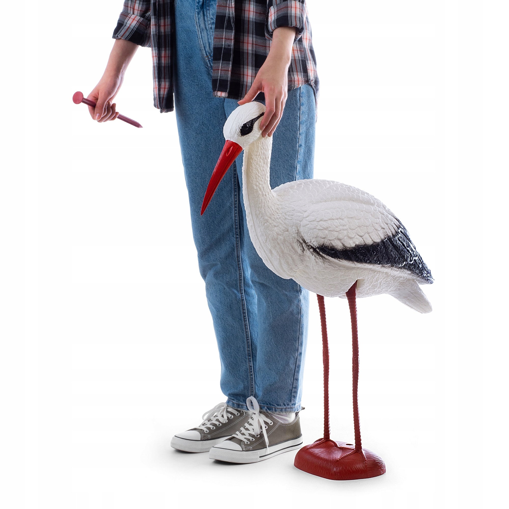GARDEN FIGURE FIGURINE DECORATION STORK STANDING FOR GARDEN LARGE XXL Packaging status original