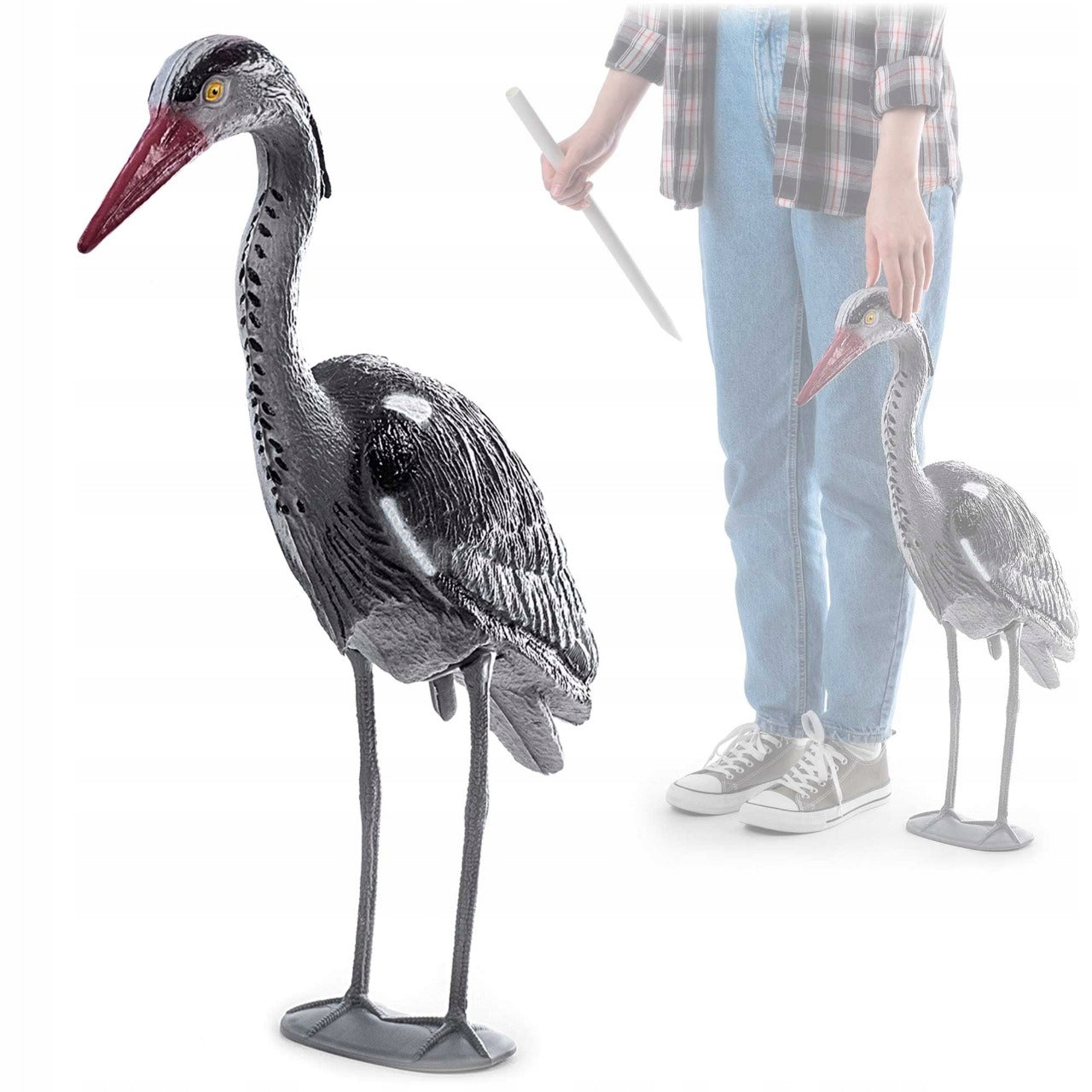 GARDEN FIGURE HERON LARGE 70cm FIGURINE GARDEN DECORATION XXL