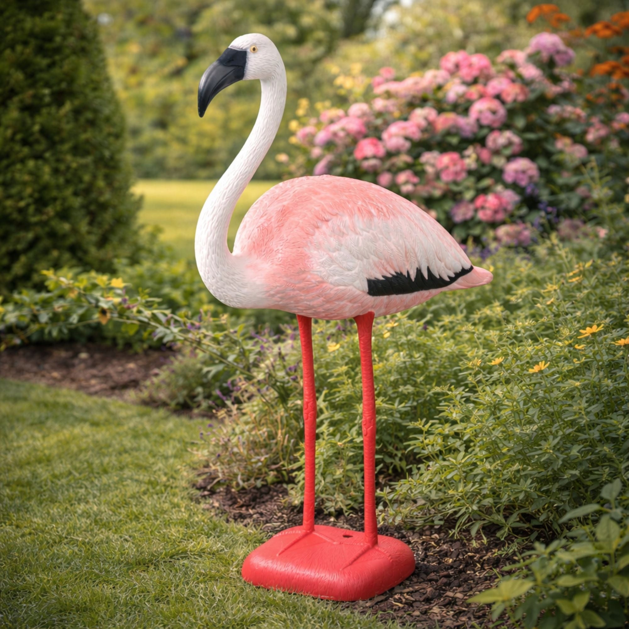 GARDEN FIGURINE FIGURE DECORATION FOR THE GARDEN LIKE A LIVING FLAMINGO STANDING 78 CM Type sculpture (figure)