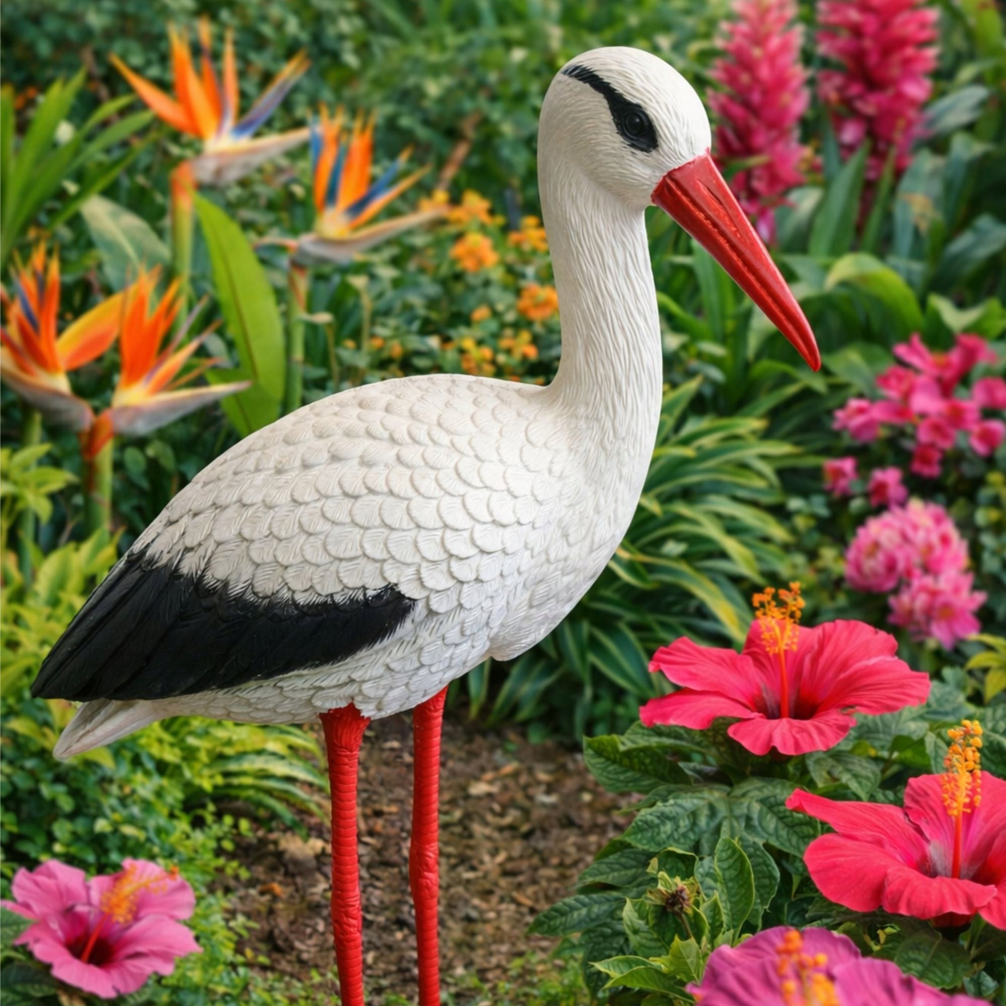 GARDEN FIGURINE FIGURE DECORATION FOR THE GARDEN LIKE A LIVING STORK STANDING 78CM XL Manufacturer code DUŻY BOCIAN REALISTYCZNY JAKOŚĆ PREMIUM