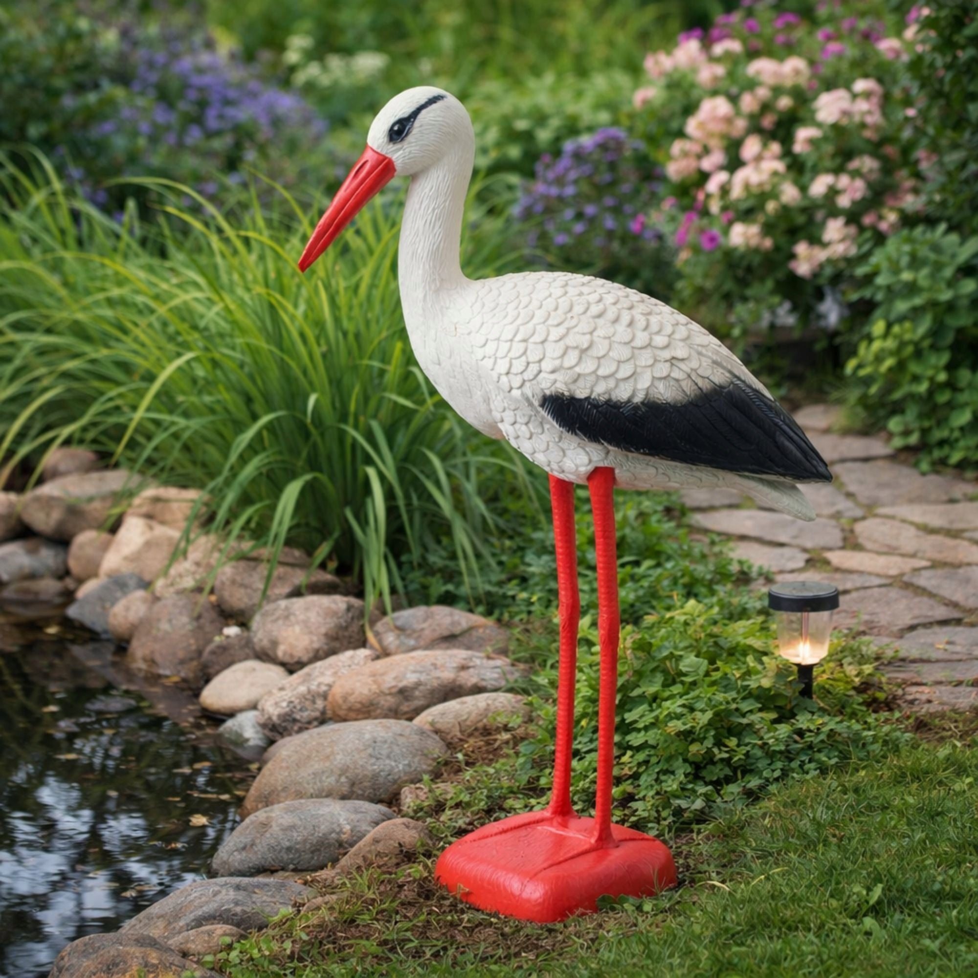 GARDEN FIGURINE FIGURE DECORATION FOR THE GARDEN LIKE A LIVING STORK STANDING 78CM XL Series SDH684