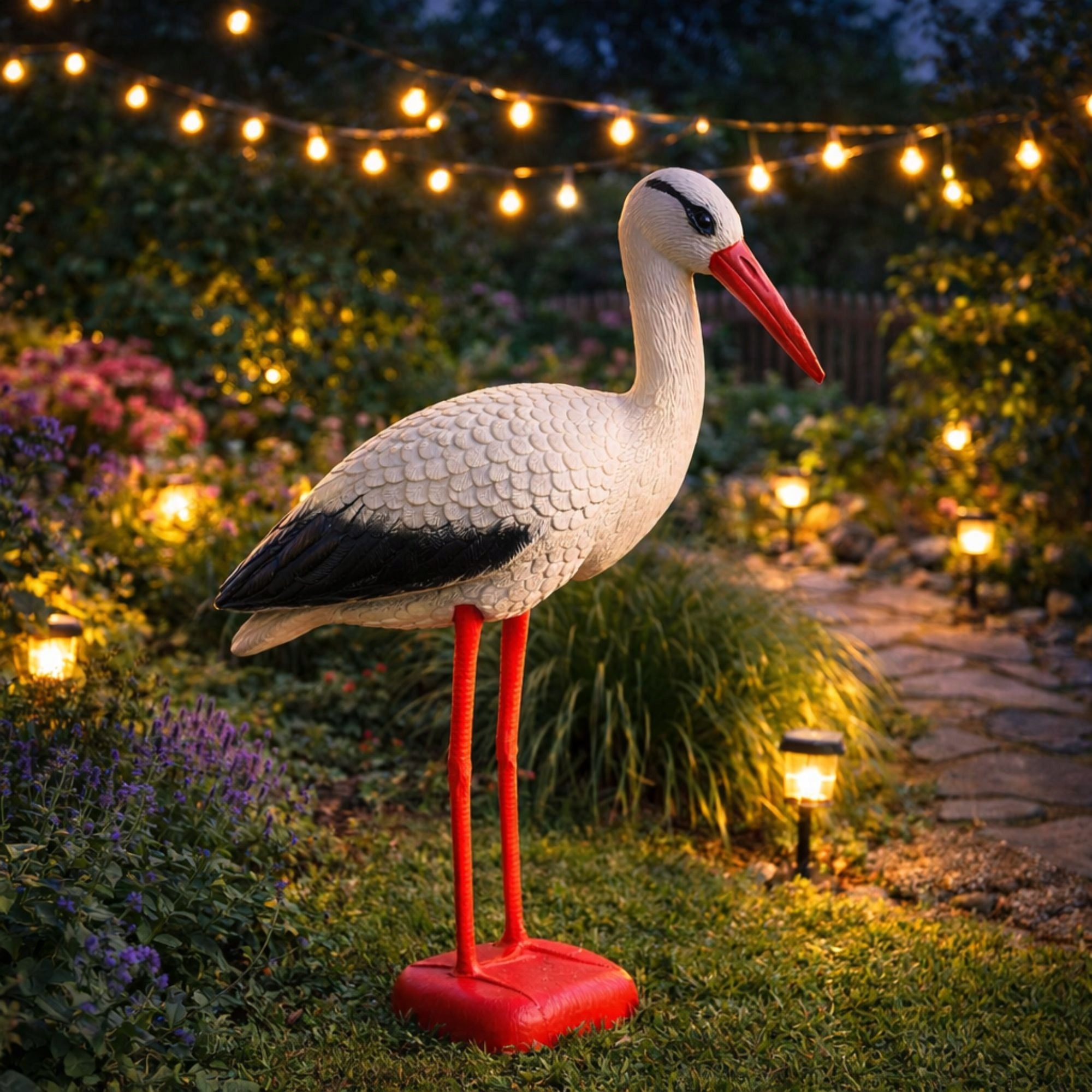 GARDEN FIGURINE FIGURE DECORATION FOR THE GARDEN LIKE A LIVING STORK STANDING 78CM XL Type sculpture (figure)