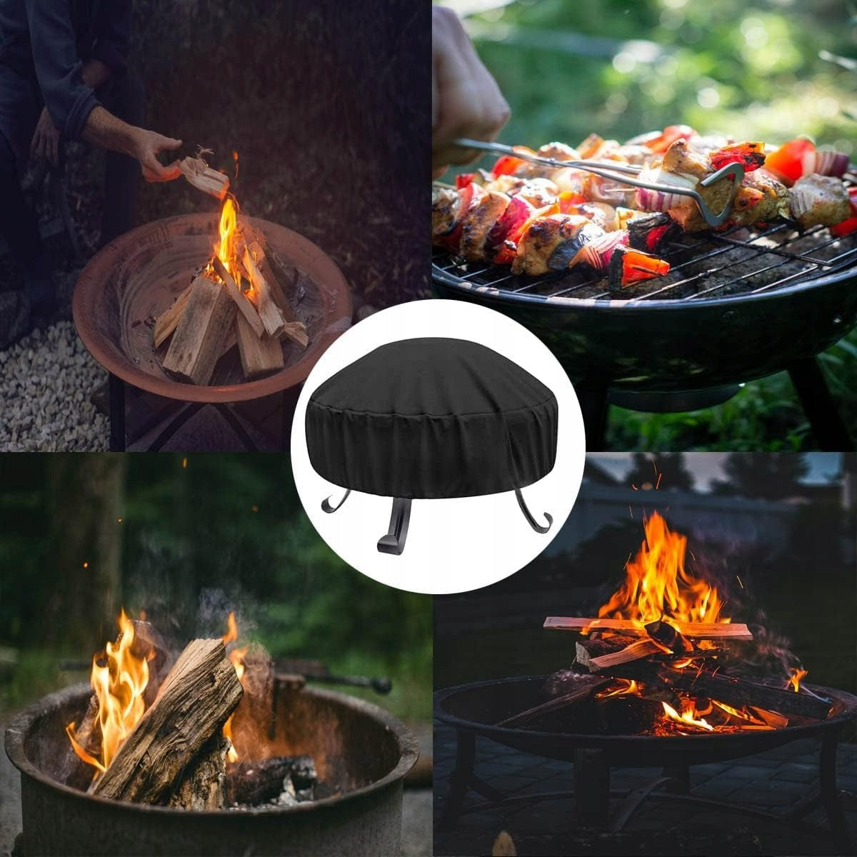 GARDEN FIRE PIT COVER ROUND GRILL WATERPROOF LARGE 85x40 COVER Manufacturer code 655302974278