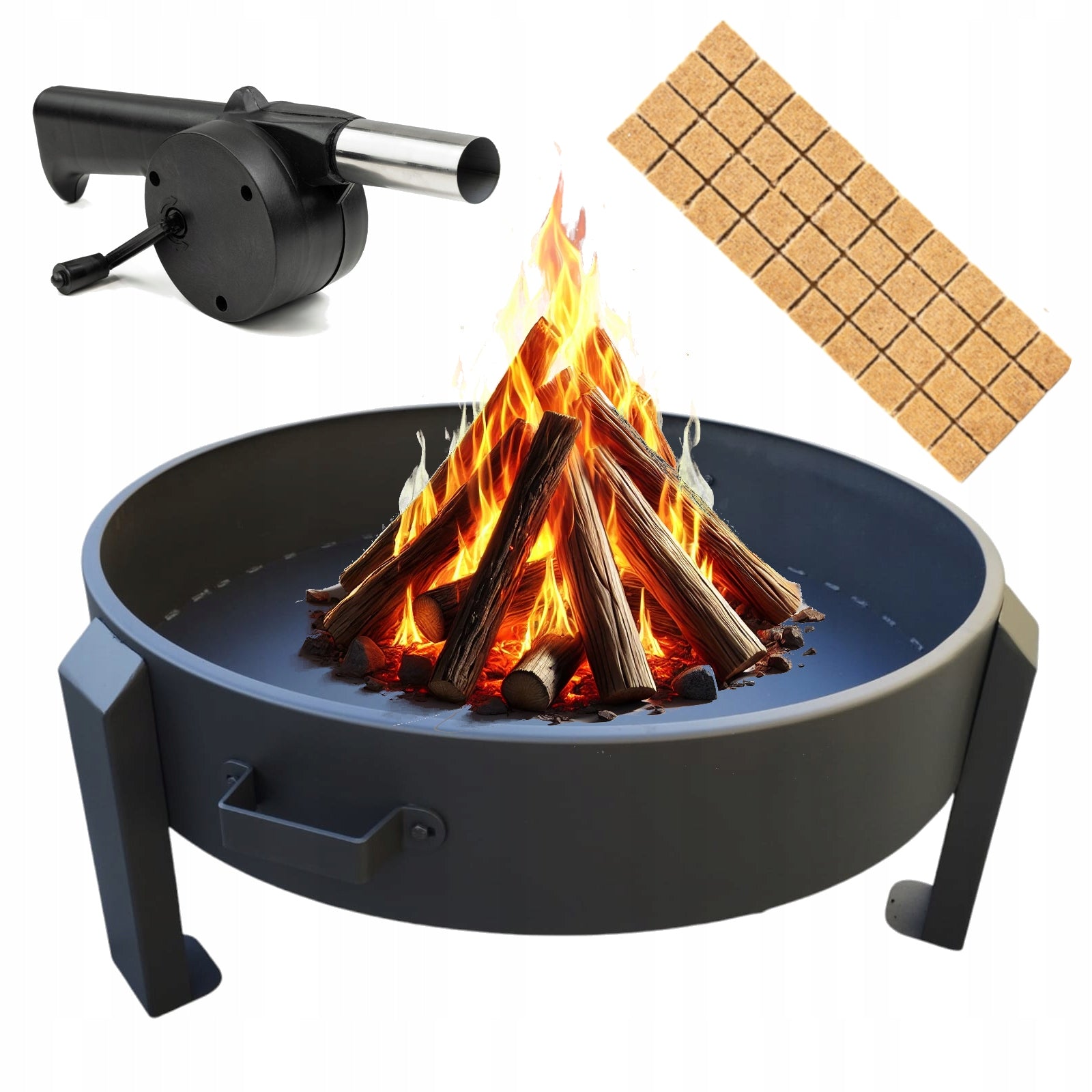 GARDEN FIREPLACE 70cm WITH HANDLES LARGE SOLID FIREPLACE GRILL