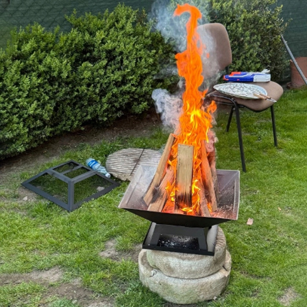 GARDEN FIREPLACE FOR GRILL FIREPLACE WITH GRATE COVER 46cm PORTABLE STEEL Manufacturer code K11299