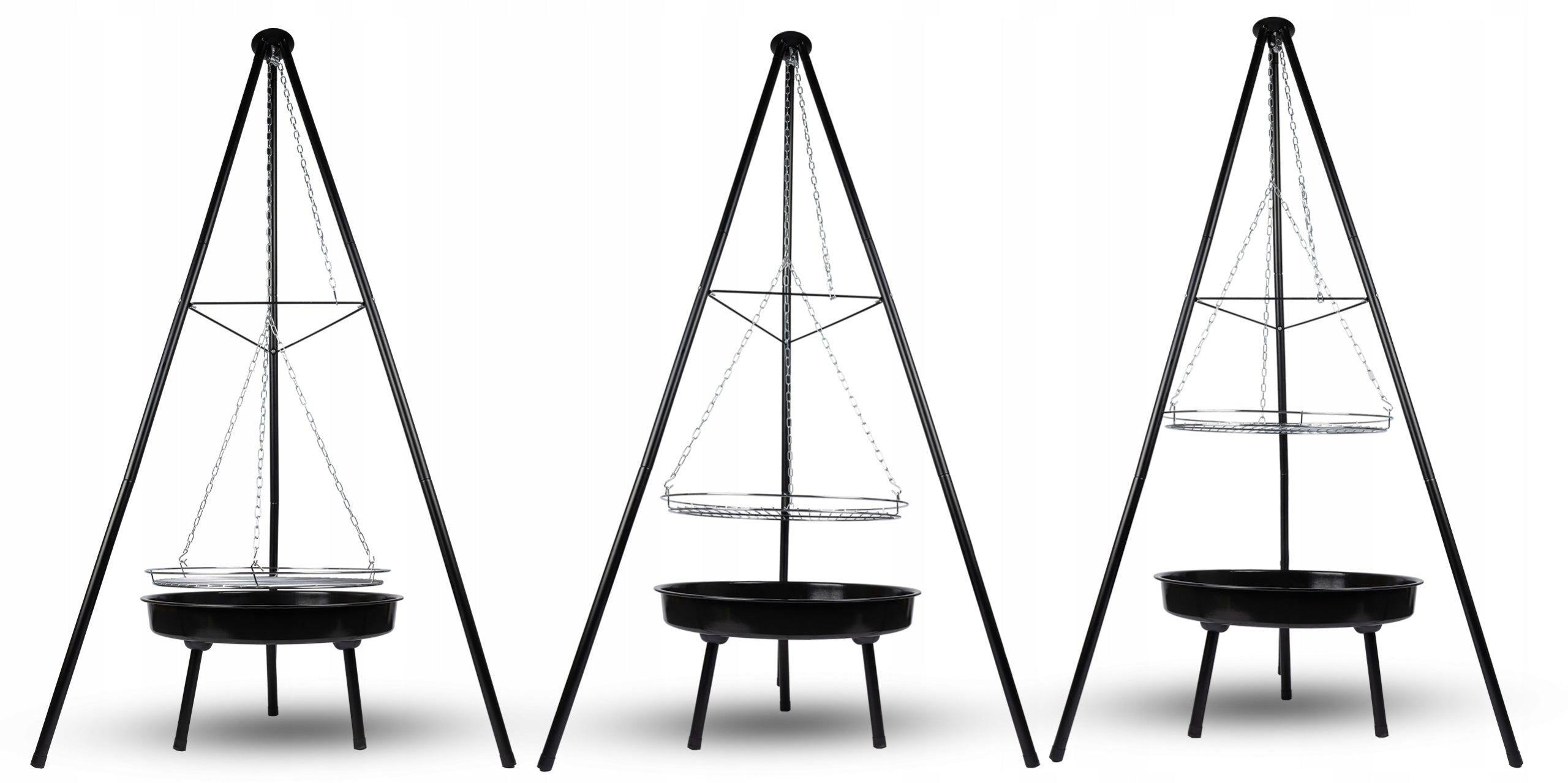 GARDEN FIREPLACE GRILL TRIPOD PORTABLE SPHERICAL STEEL GRATE 49x49 cm Grill width 79 cm