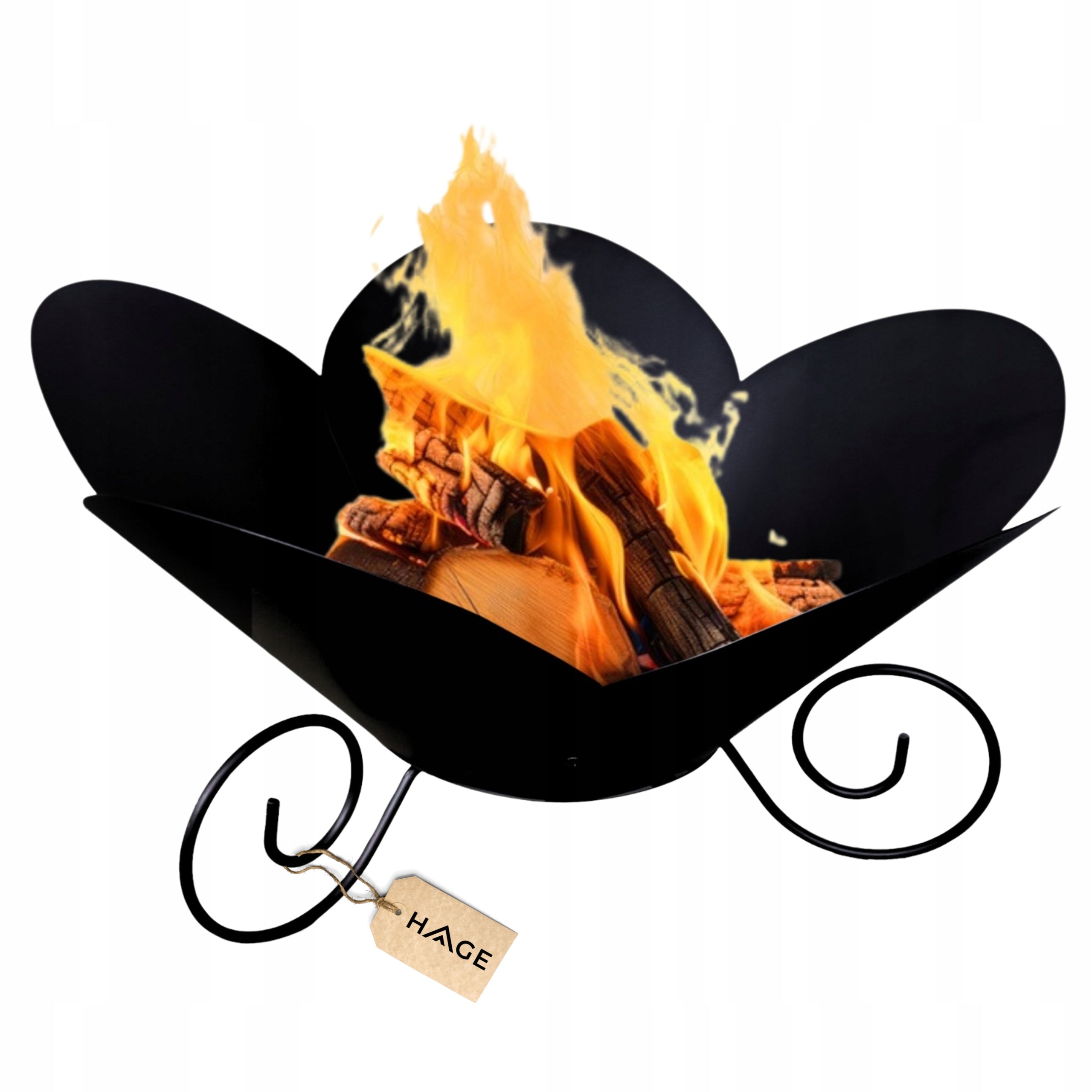 GARDEN FIREPLACE LOTUS 50 CM STEEL BLACK FOR FIREPLACE GRILL CAULDRON