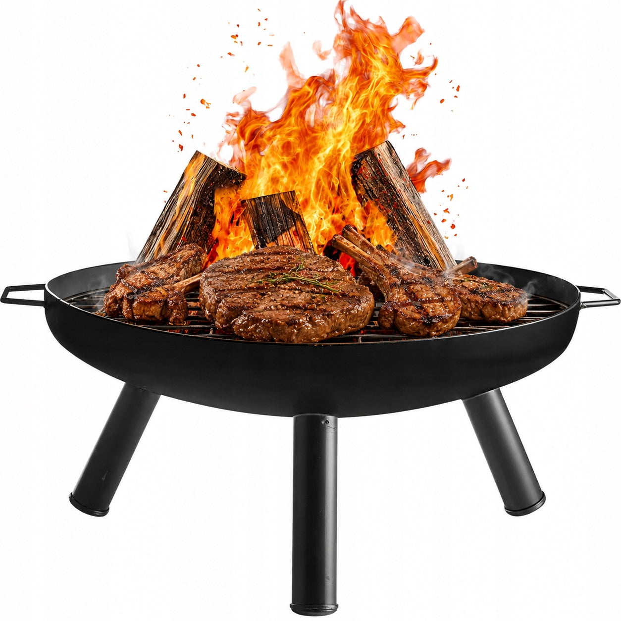 GARDEN FIREPLACE SOLID DURABLE STEEL PAINTED PERFECT FOR GRILL