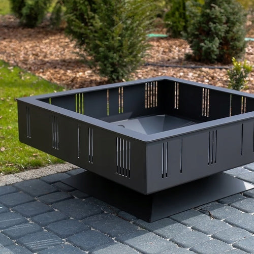 GARDEN FIREPLACE SOLID THICK STEEL LARGE 75X75 CM BLACK FIREPLACE GRILL Length 74.5 cm