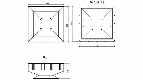 GARDEN FIREPLACE SOLID THICK STEEL LARGE 75X75 CM BLACK FIREPLACE GRILL Material steel