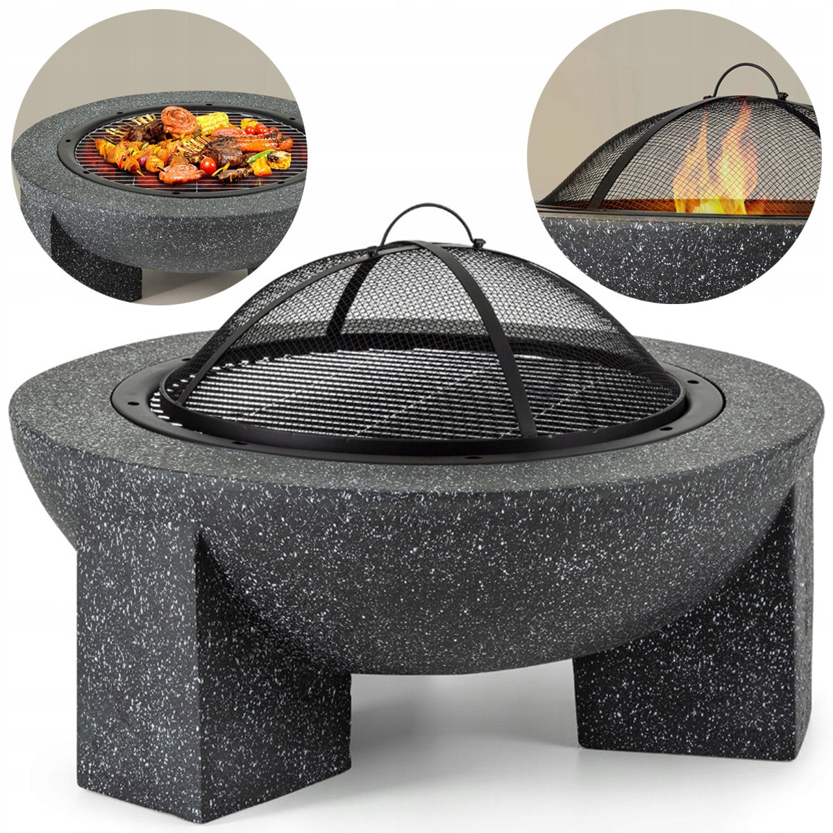 GARDEN FIREPLACE for Terrace Plot Garden Anthracite - BBQ + Poker Manufacturer code PK02 Dark Paleniska Grile Ogrodowe Betonowe