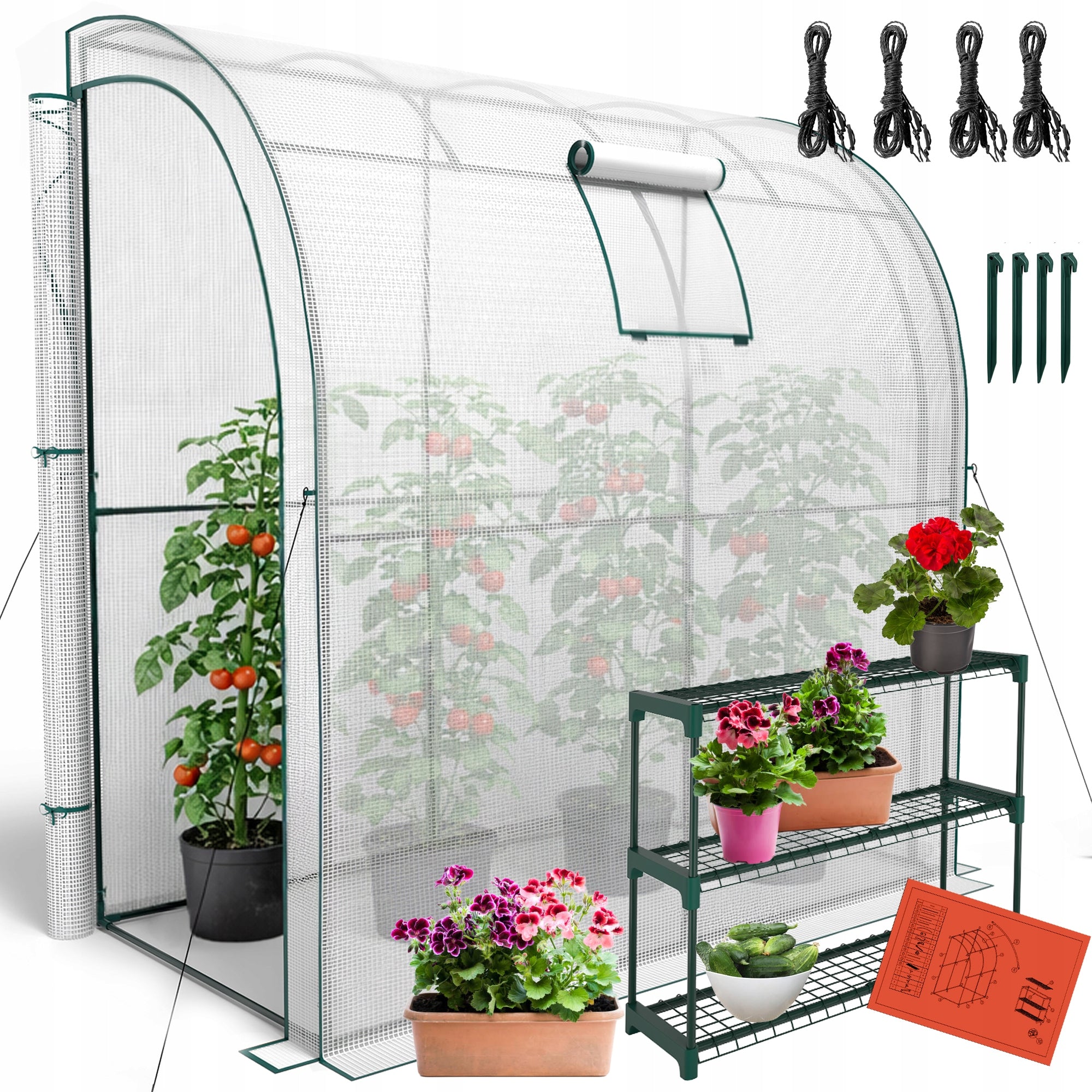 GARDEN FOIL TUNNEL GREENHOUSE 2x1x2 UV-4 WALL FOIL WITH SHELVES Packaging status original