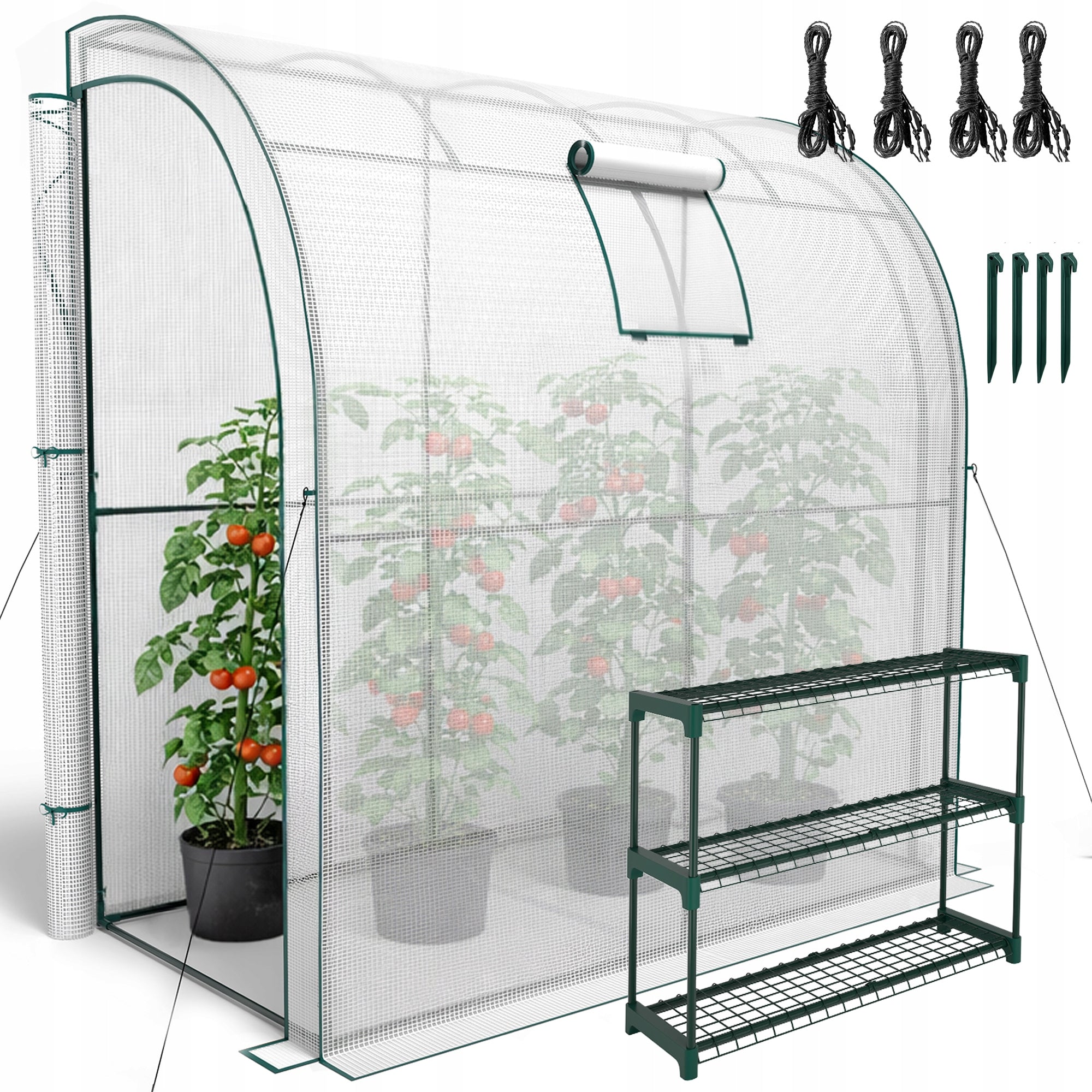 GARDEN FOIL TUNNEL GREENHOUSE 2x1x2 UV-4 WALL FOIL WITH SHELVES