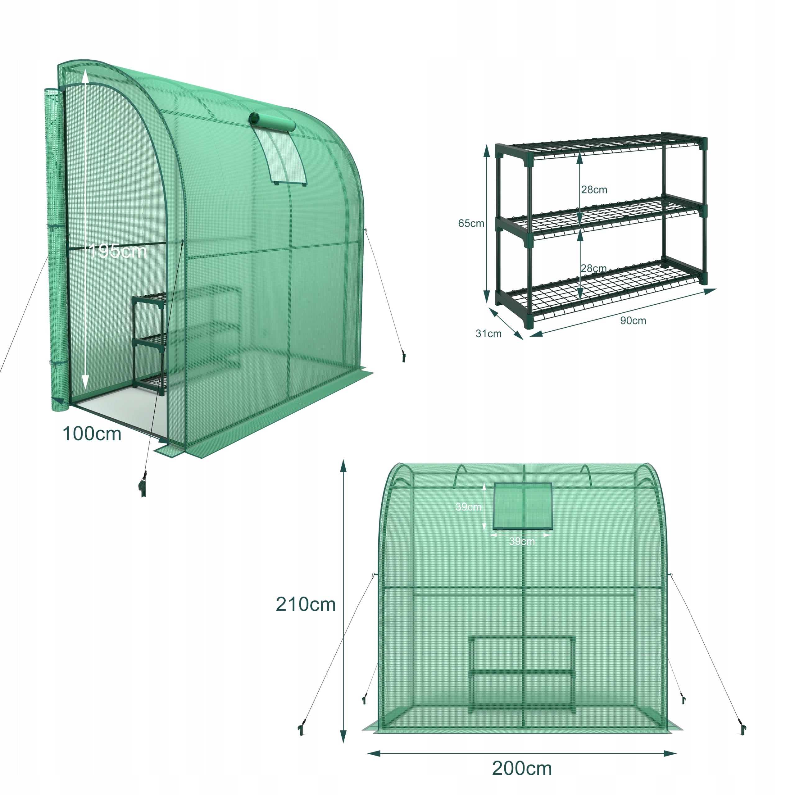 GARDEN FOIL TUNNEL GREENHOUSE UV-4 FOIL FOR TOMATOES Manufacturer code KGAGH-2021 Szklarnia foliowa połówka zielona