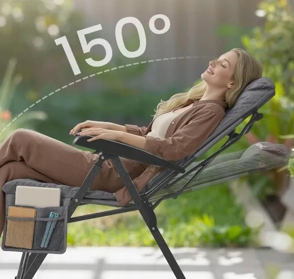 GARDEN FOLDING CAMPING CHAIR ADJUSTABLE HIGH BACK WITH POCKET Brand Songmics