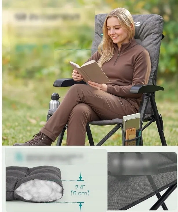 GARDEN FOLDING CAMPING CHAIR ADJUSTABLE HIGH BACK WITH POCKET Kind chair
