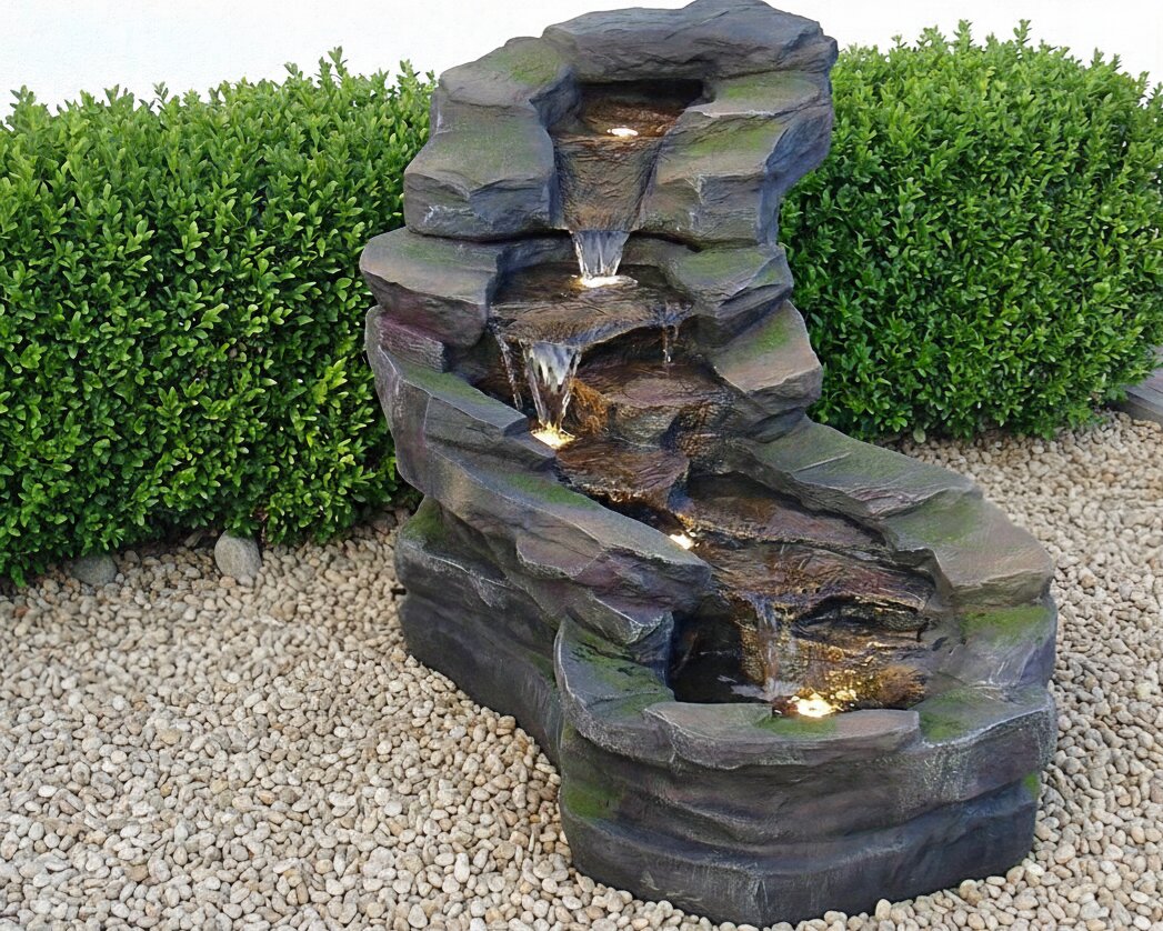 GARDEN FOUNTAIN " CASCADE " - DECORATION ! 135 cm ! LED lighting!!