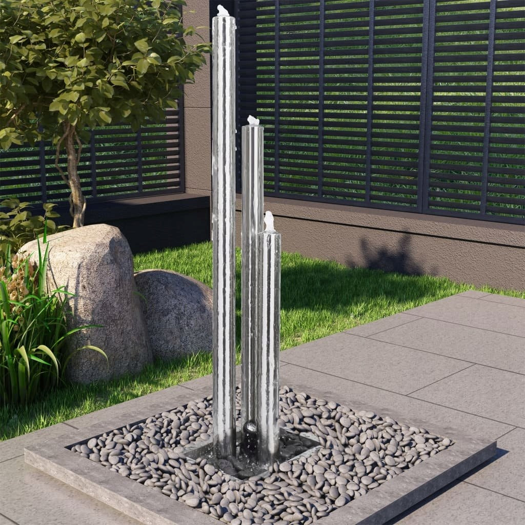 GARDEN FOUNTAIN SILVER 48X34X153CM STAINLESS STEEL