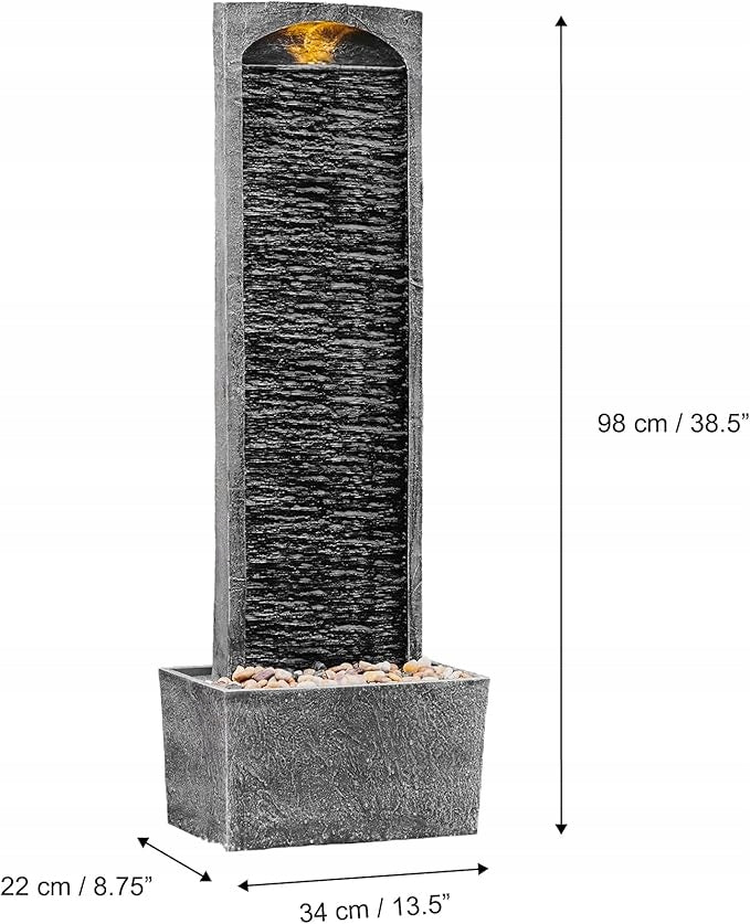 GARDEN FOUNTAIN WATERFALL WITH LIGHTING DECORATION FOR GARDEN TERRACE 98 CM Packaging status original