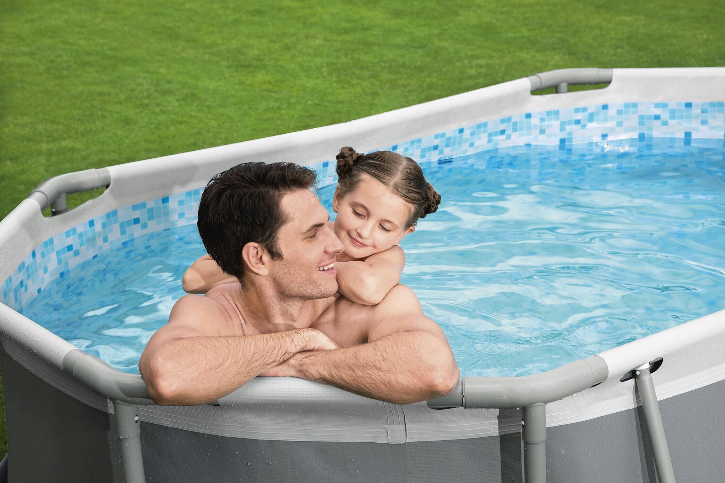 GARDEN FRAME POOL 305x200x84cm OVAL BESTWAY SET 17in1 Height 84 cm