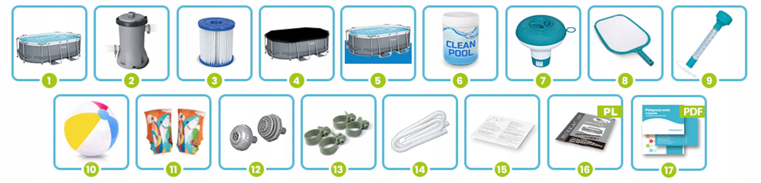 GARDEN FRAME POOL 305x200x84cm OVAL BESTWAY SET 17in1 Manufacturer code 5614A-16W1