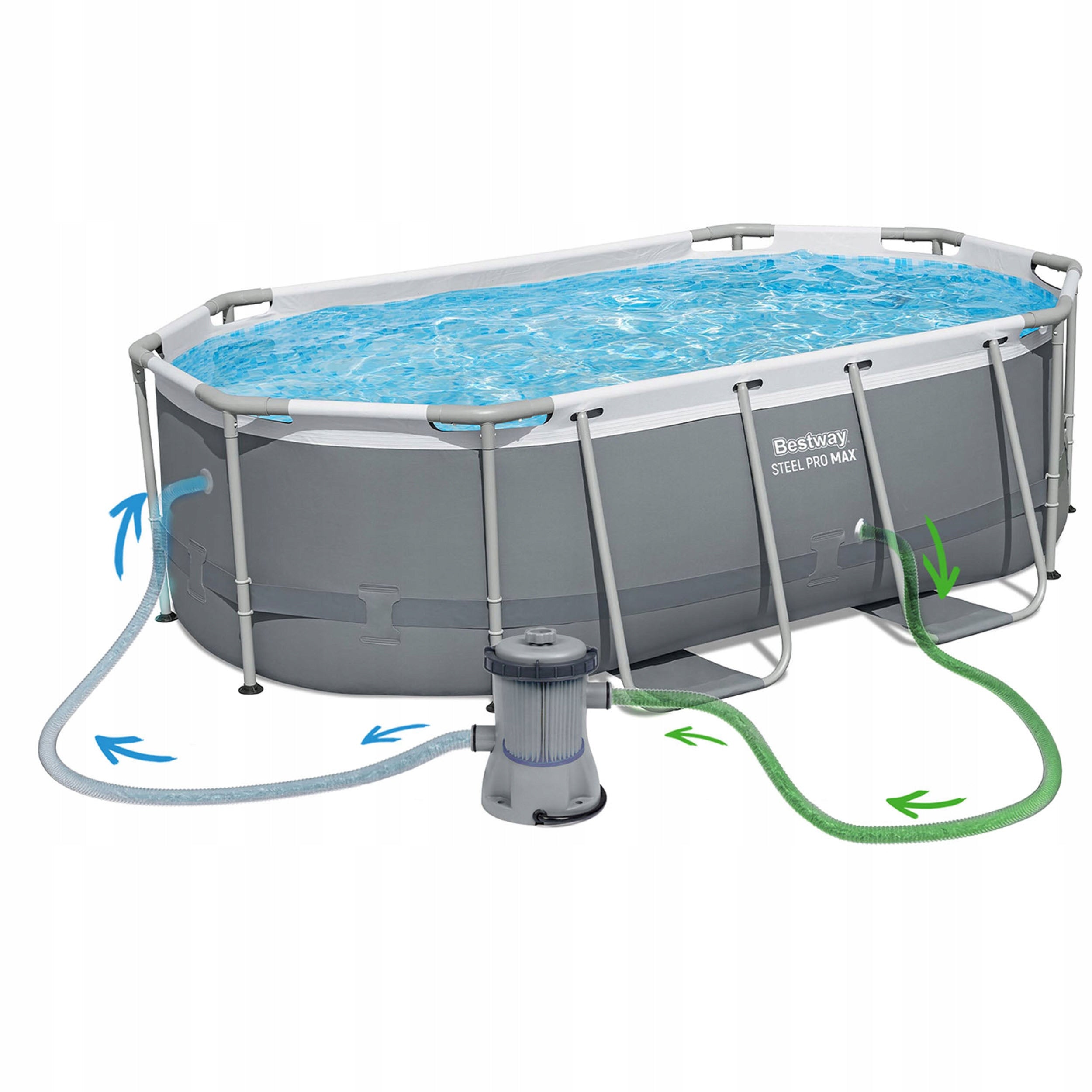 GARDEN FRAME POOL 305x200x84cm OVAL BESTWAY SET 17in1 Volume 3668 l