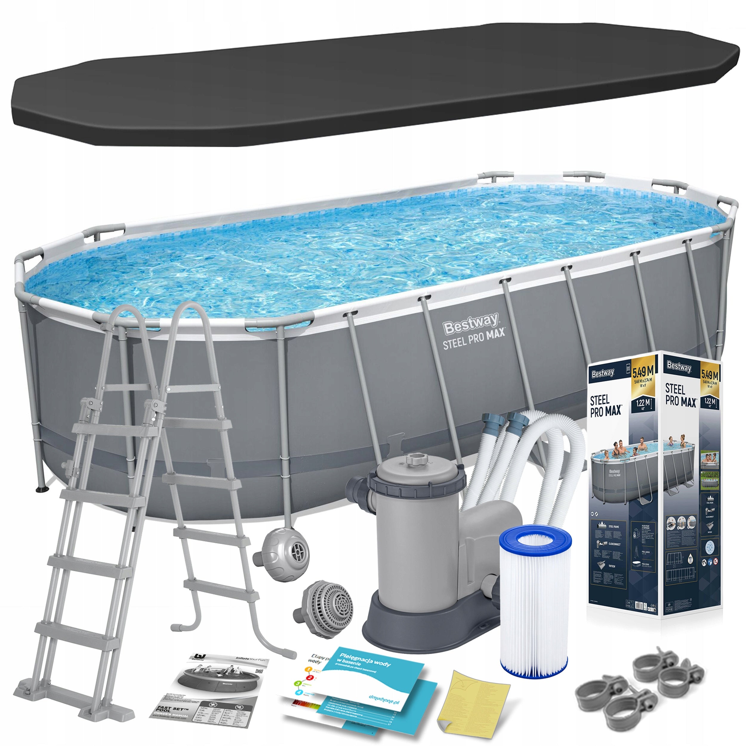 GARDEN FRAME POOL 549x274x122cm OVAL BESTWAY SET 11in1