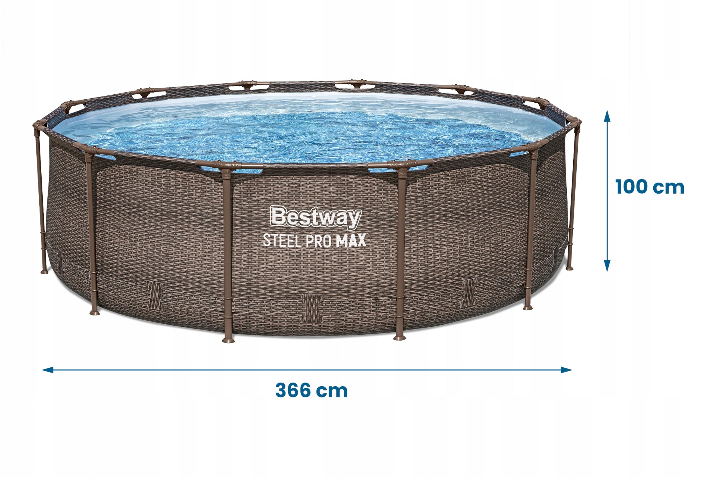 GARDEN FRAME POOL FAMILY ROUND 366x100cm Bestway SET 10in1 Length 366 cm