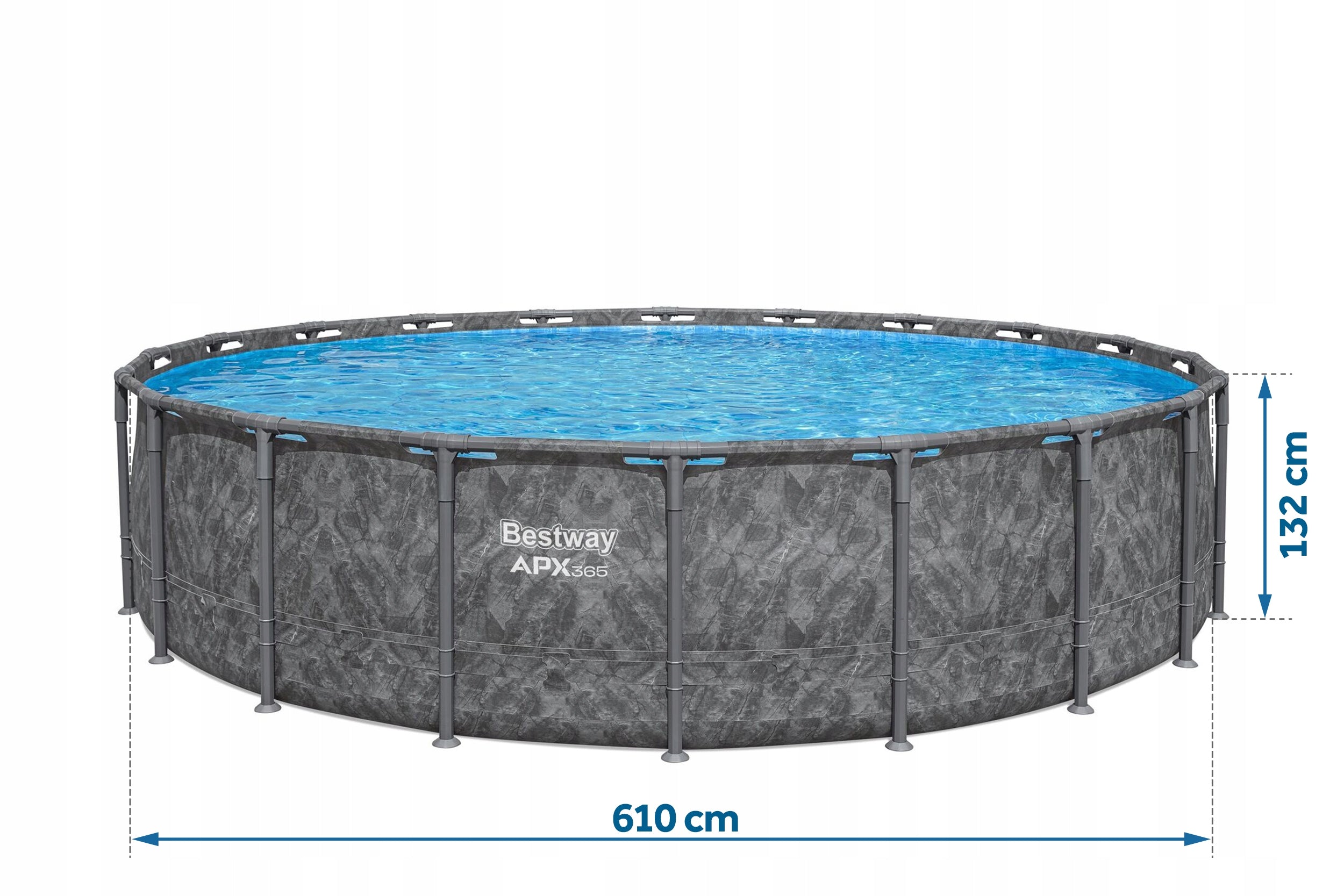 GARDEN FRAME POOL YEAR-ROUND 610x132cm APX SET 11in1 BESTWAY Length 610 cm