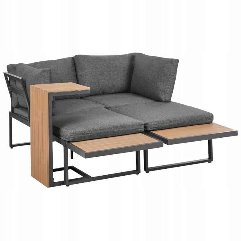 GARDEN FURNITURE ALUMINUM CORNER MODULAR SET WOOD GRAY TERRACE Main material metal