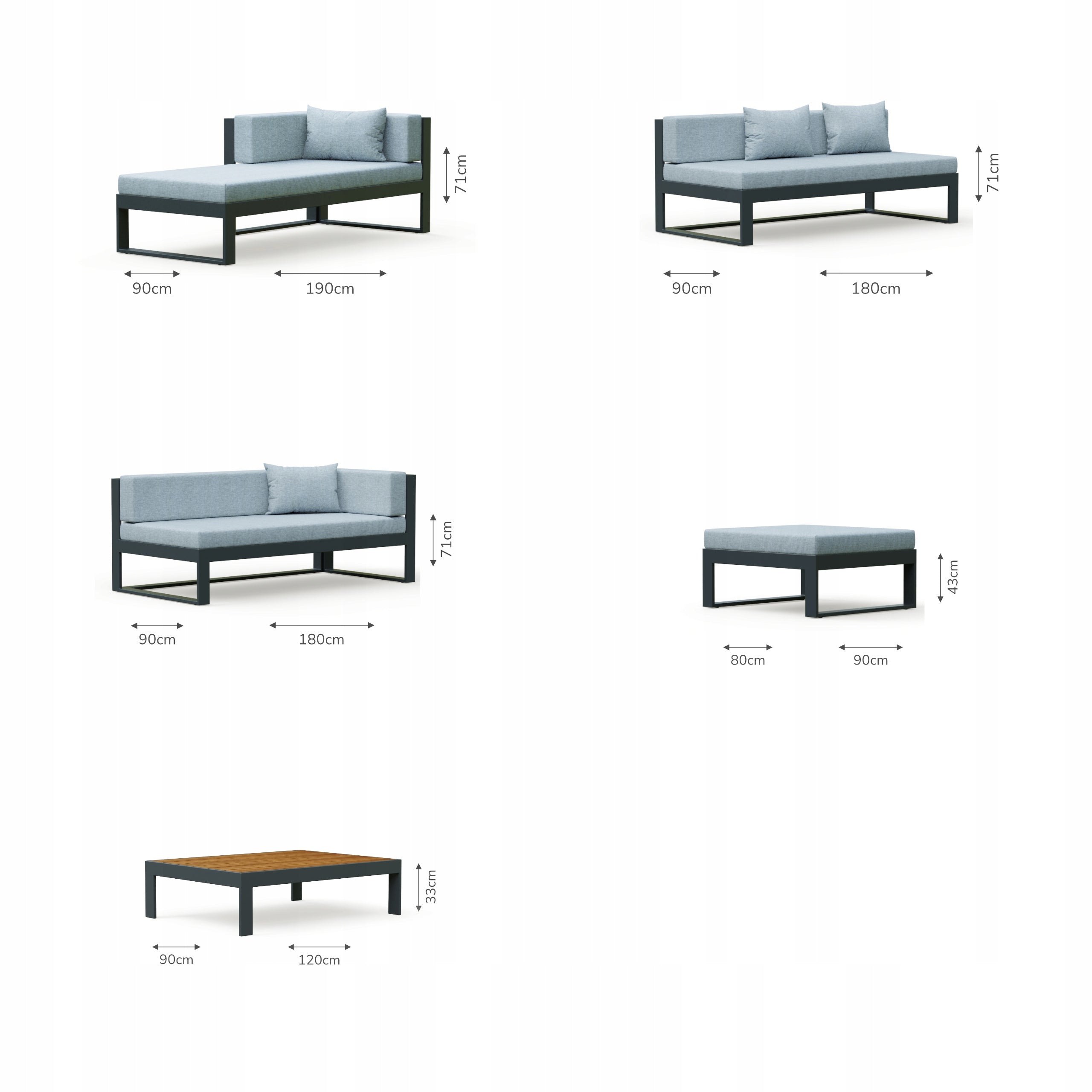 GARDEN FURNITURE BARCELONA GREY - MAY PRICE ! Set contents corner sofa pouf end table other element